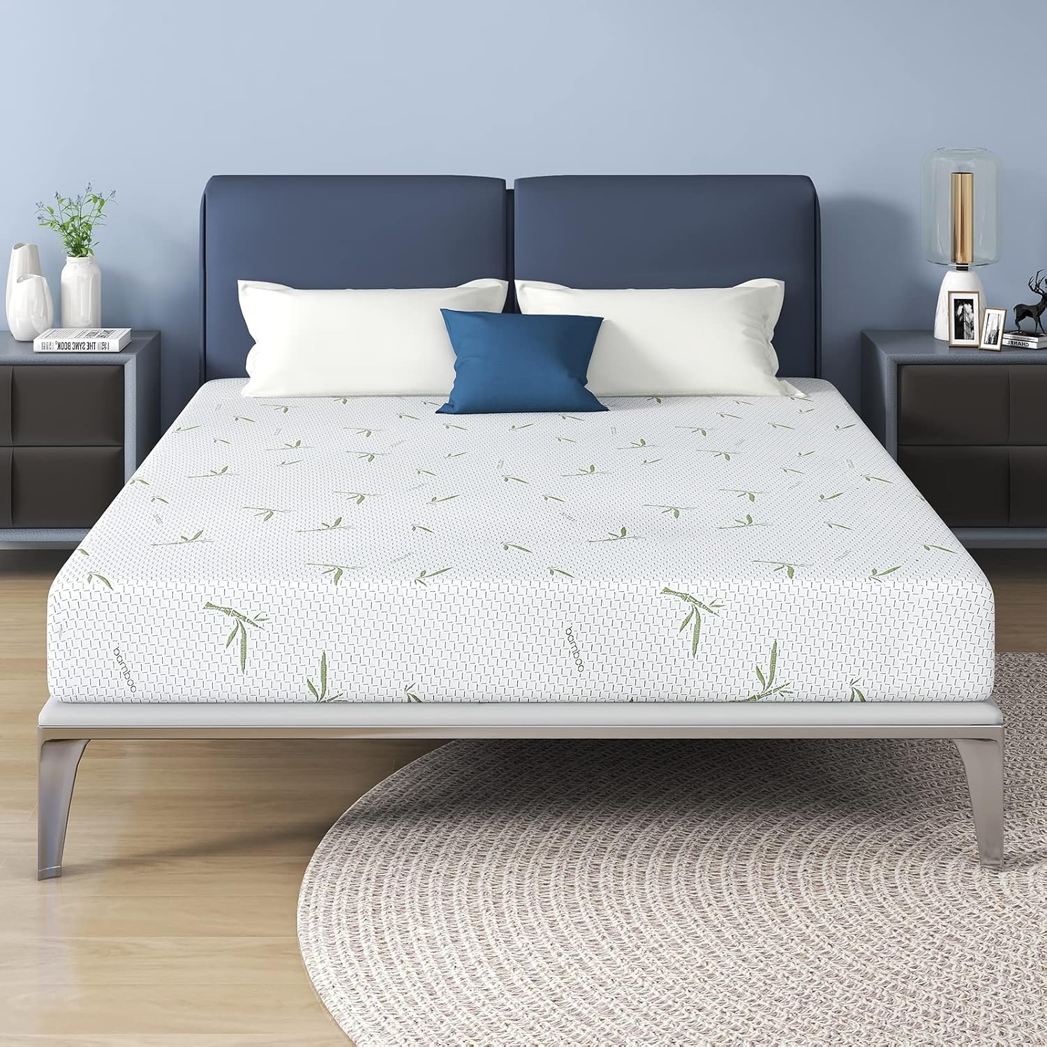 IULULU Full Mattress in a Box, 8 Inch Memory Foam Mattress with Breathable Bamboo Cover, Green Tea Full Size Mattress Made in USA for Cool Sleep, Medium Firm, CertiPUR-US Certified, White Full 8 Inch