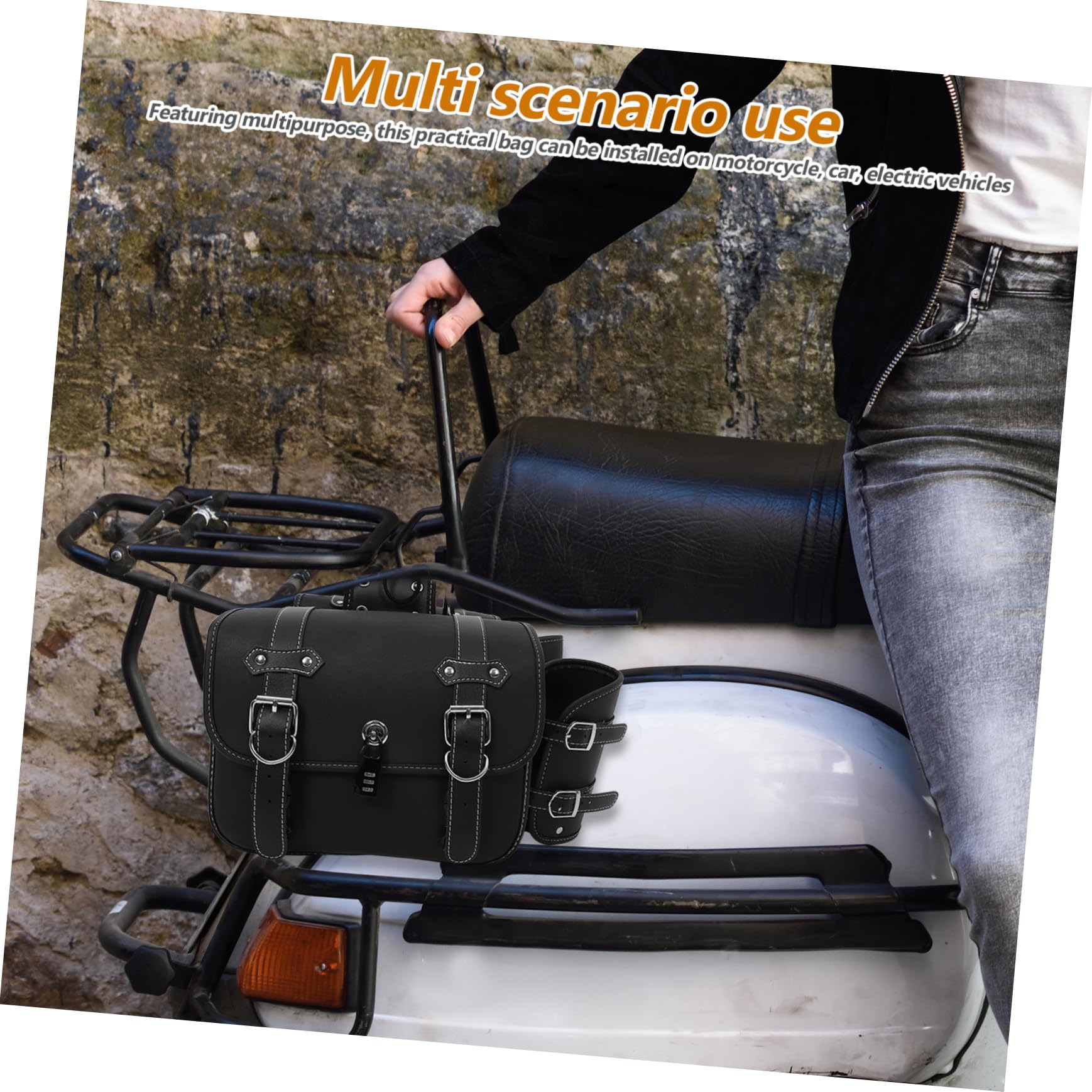 OUNONA Wodoodpornych Skórzanych Sakw Motocyklowych z Paskami Zapinanymi Klamry Uniwersalne Boczne Torby Narzędziowe Do Przechowywania Bagażu Motocykl