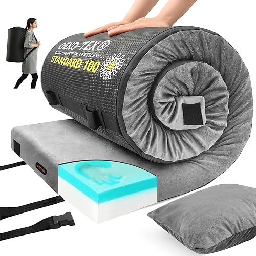 Miniatura 12 de Colchoneta de espuma viscoelástica para camping, colchón de piso grueso y cómodo para adultos con fondo impermeable y antideslizante, colchón