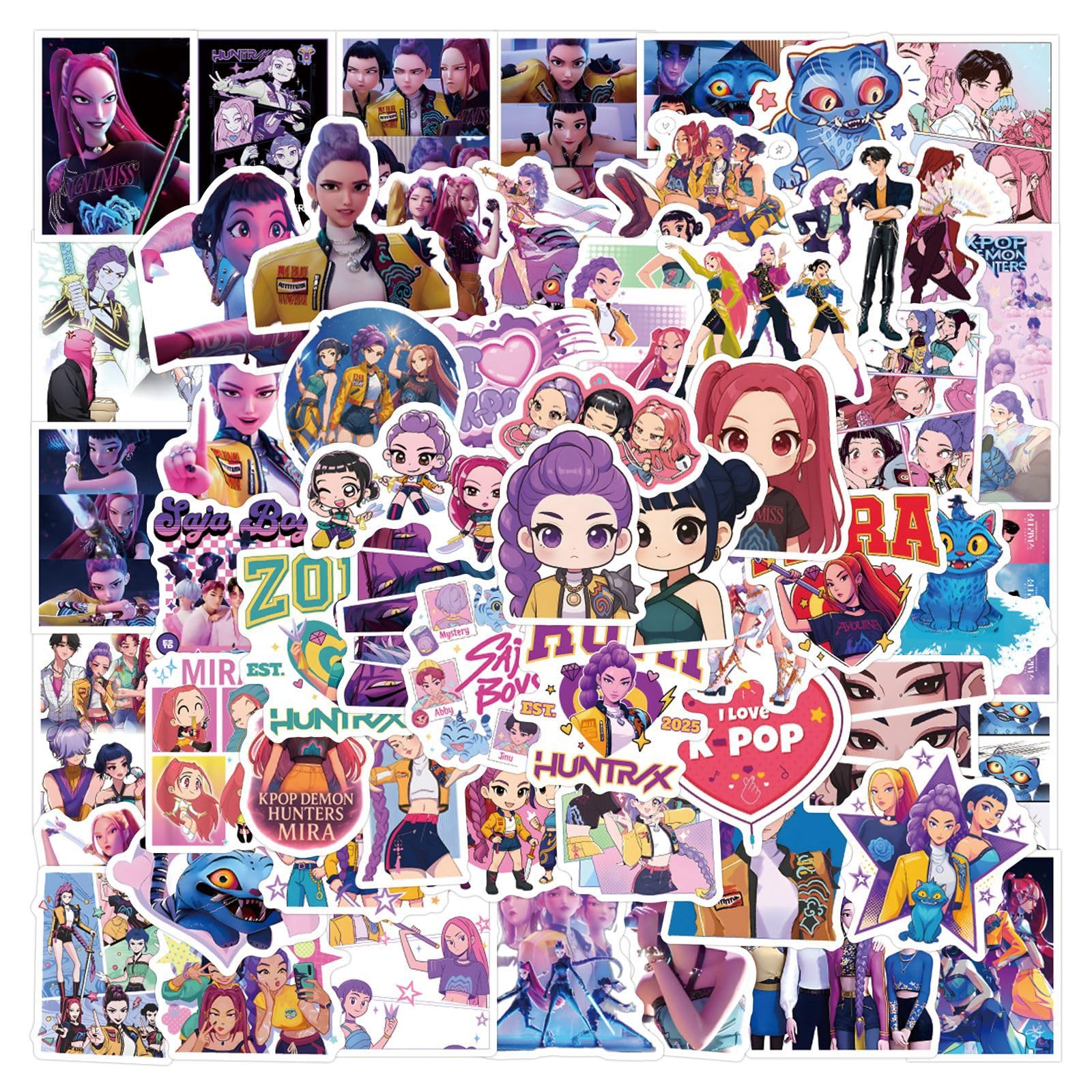 JSYAVG110pcs Korean Idol Demon Movie Hunters Pack, Anime Style Waterproof Vinyl Stickers for Teenagers and Adults for Laptop Skateboard Phone Guitar Travel Case Bike