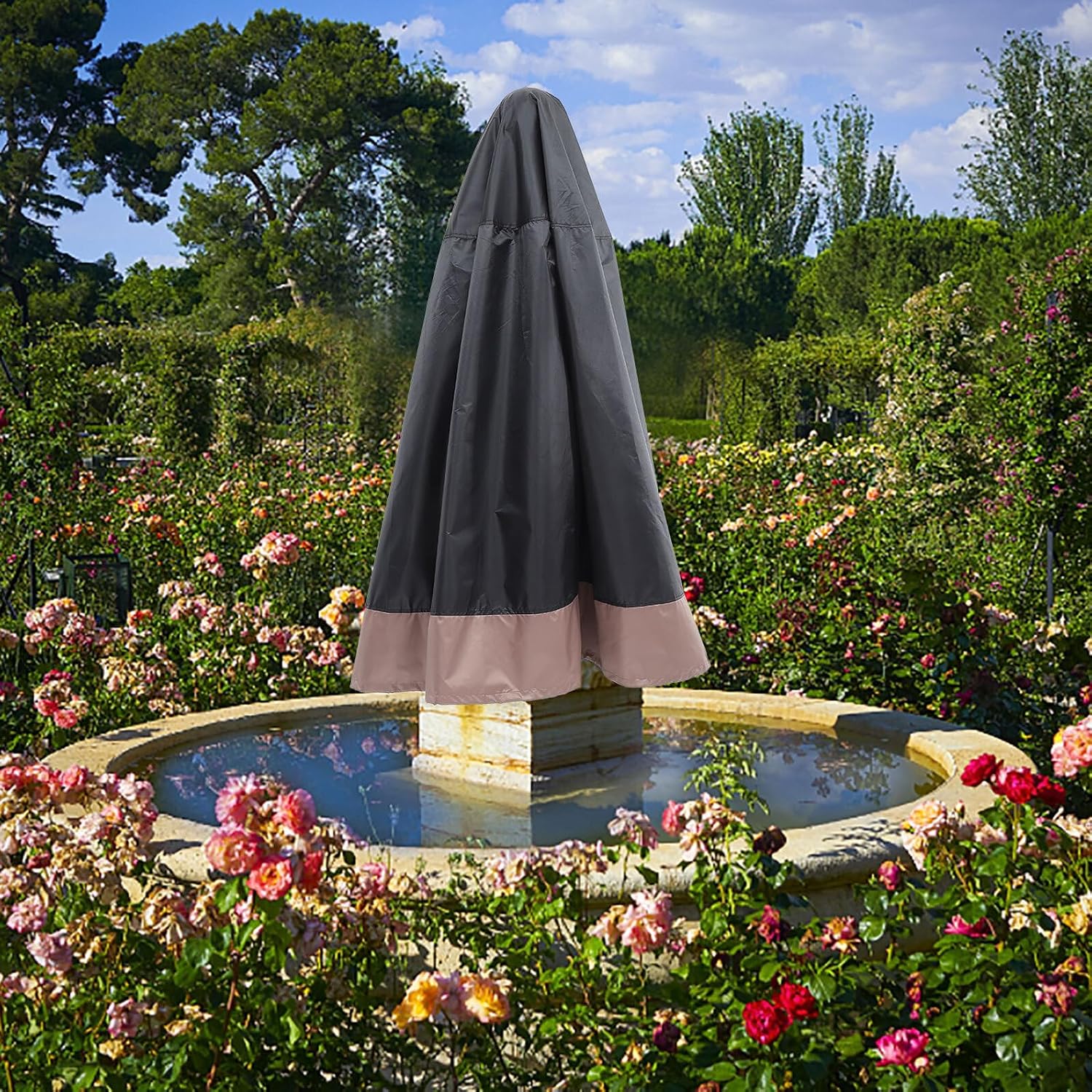 jojofuny Garden Fountain Cover Polyester Outdoor Weather Resistant Protective Shield with Drawstring for Bird Baths and Water Fountains Winter