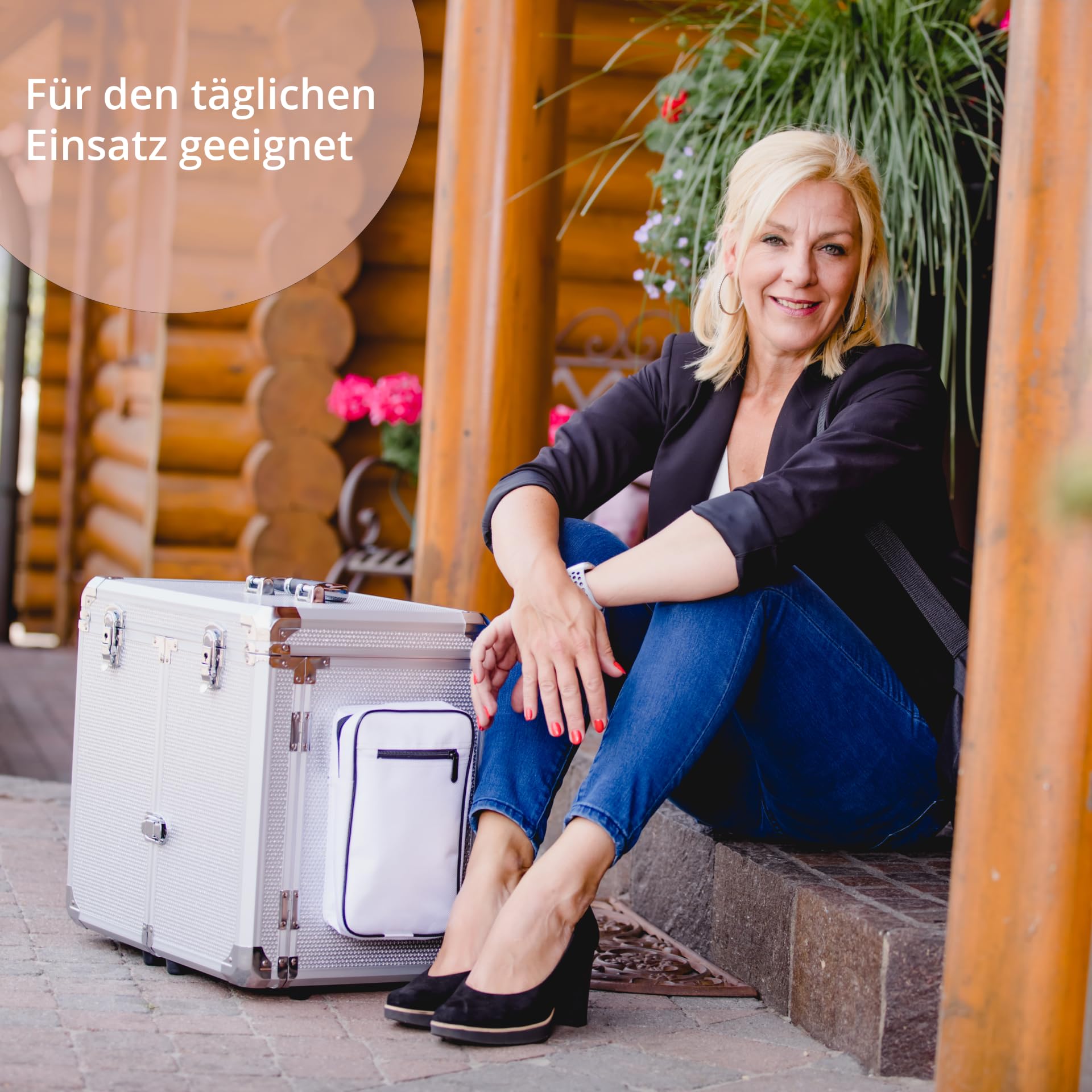 PodiGo Profi Fußpflegekoffer – Aluminium Rollkoffer in Blau – Leicht, kompakt & mobil – Für mobile Fußpflege, Kosmetik & Nageldesign – Mit Rollen & Teleskopgriff
