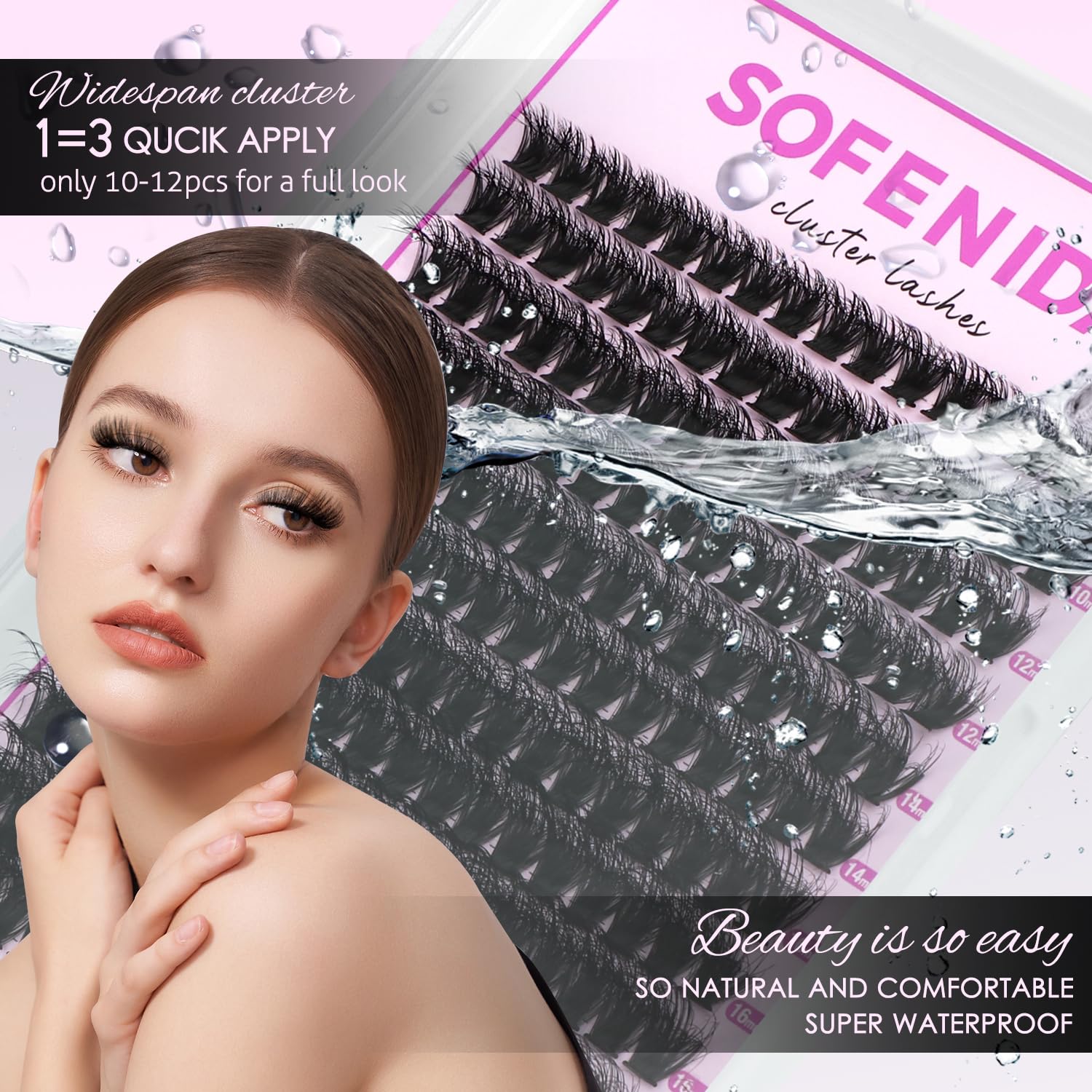Lash Clusters Kit 80D Lash Clusters Kit 10-18mm Volume Eyelash Clusters D Curly Cluster Eyelash Extensions 3D Wispy Lashes Clusters DIY Lash Extension Kit(80D-10-18MIX Thick Kit)