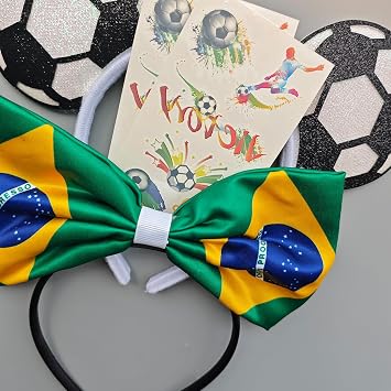 Brazil World Cup Flag Bow Headband Soccer Hair Accessory Hairband for Football Worls Cup Parties Supply Women Decoration
