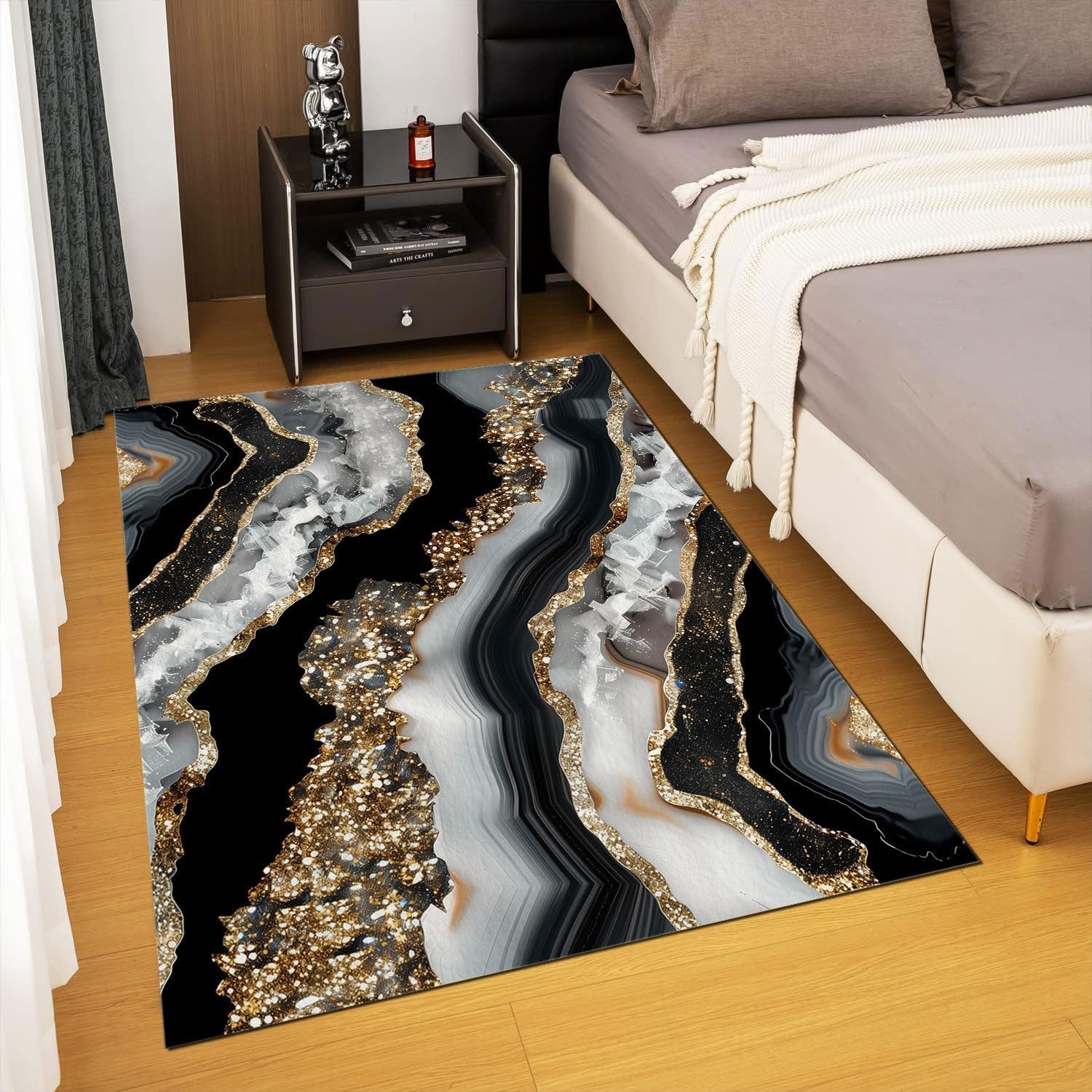 Washable Area Rug, 2ft x 3ft Marble Design Rug, Non-Slip Backing Ideal for Living Room, Bedroom, Kitchen, Office Home Decoration Area Rugs