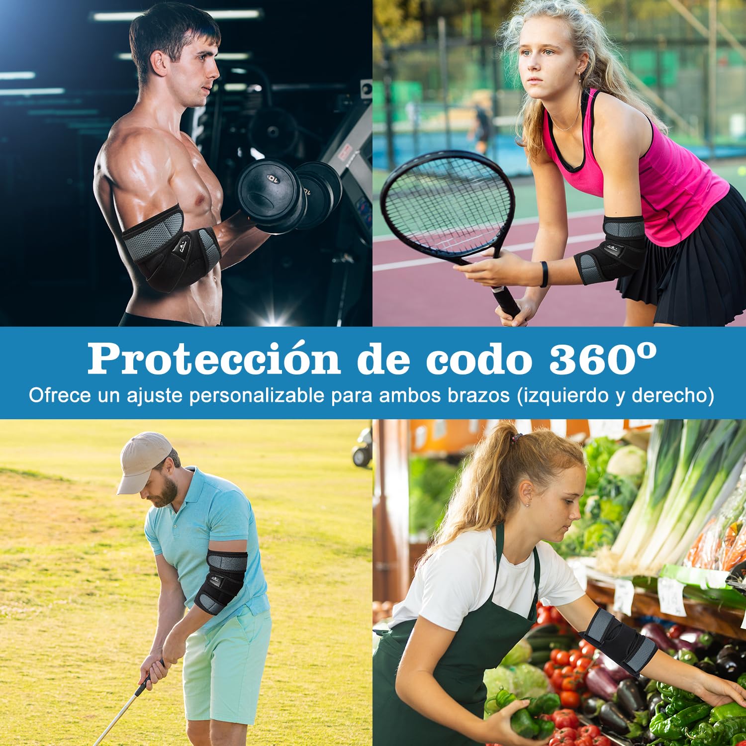 supregear Apoyo de Codo, Soporte de Férula para Codo para Dormir Cómodamente para Síndrome del Túnel Cubital, Tendinitis, Nervio Ulnar, Manga de Compresión Ajustable para Estabilizar, Talla Única