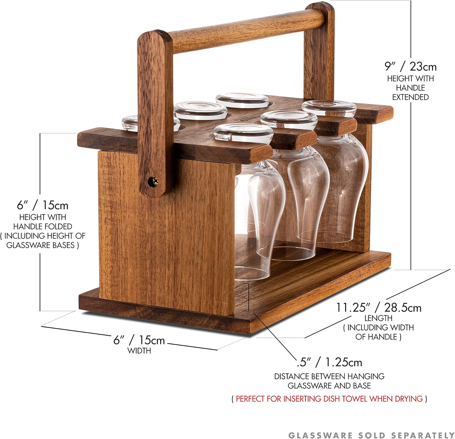 Hardwood Whiskey Glass Holder - Carrier and Drying Rack for Whisky Tasting Glassware