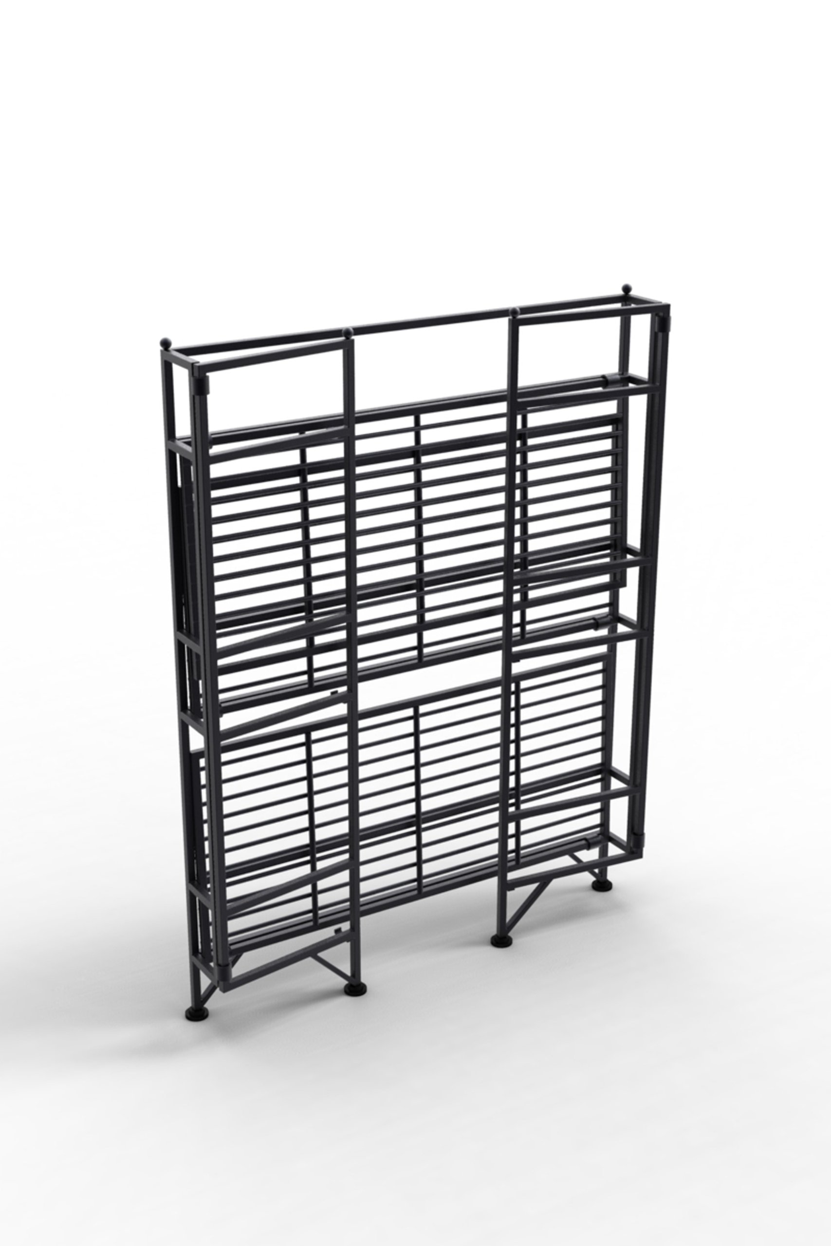 Convenience Concepts Xtra Storage 3 Tier Wide Folding Metal Shelf, Black