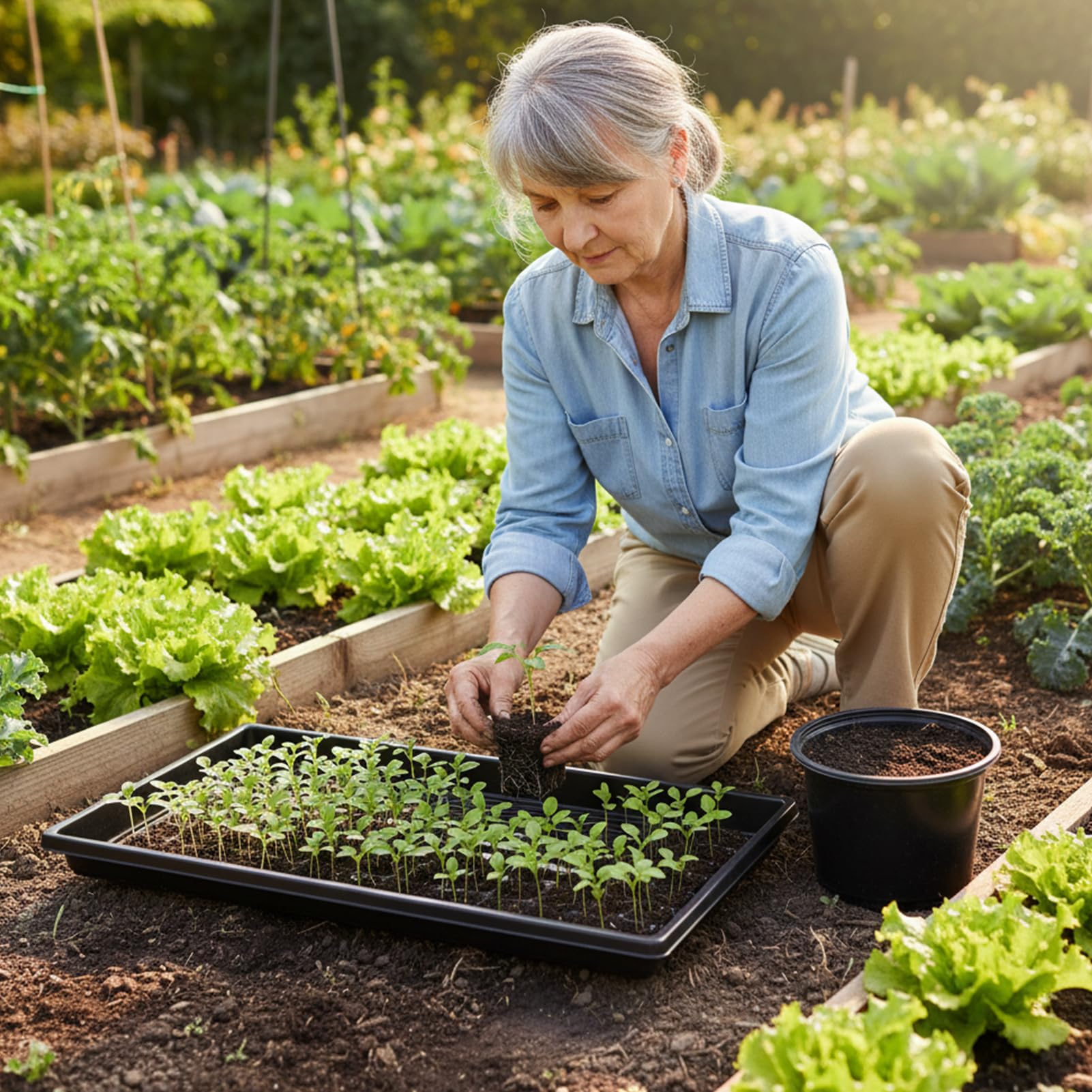 Lishang 6 Stück Kunststoffwanne Pflanzenwanne Gewächshauswanne Microgreens Anzuchtschalen Gewächshaus-Wanne Anzuchtschale Ohne Löcher Gewächshäuser und Garten Schwarz