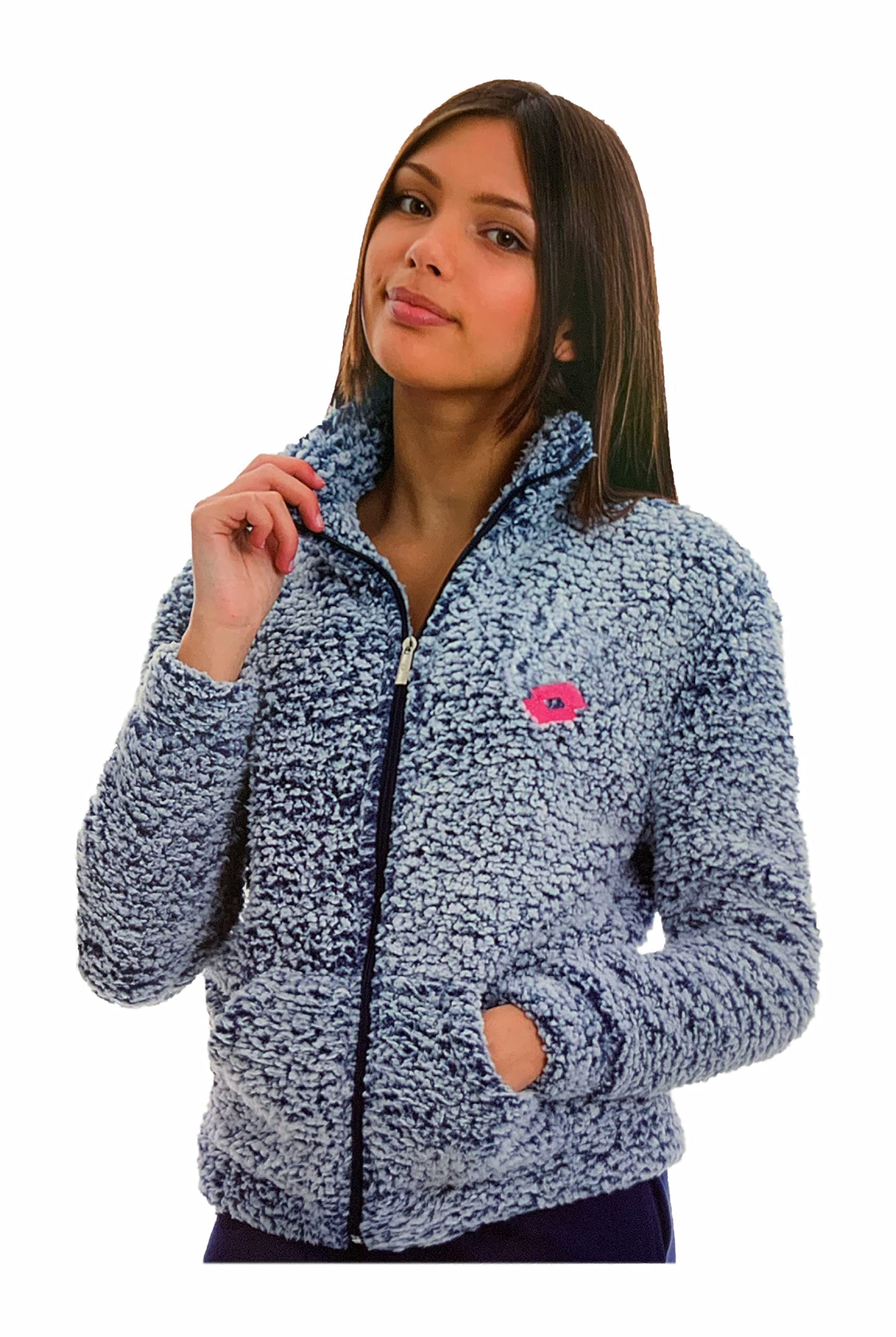 LOTTO Tuta Donna in Pile con Zip Intera, Tuta Sherpa, Tuta Casa, Tuta Donna Invernale (3019 Blu, S)