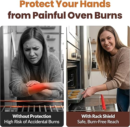 Vista 2 de Protector de Rejilla de Horno de Silicona, Extra Largo de 22" Rojo (Paquete de 2), Ajuste de Longitud Completa en Hornos de Tamaño Estándar