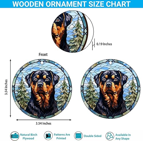 Miniatura 2 de V VIBEPY Rottweiler impreso, plano 2D, adornos de Navidad de Rottweiler, adornos para perros, 2 lados de 3.5 pulgadas, adorno de madera de 3.5