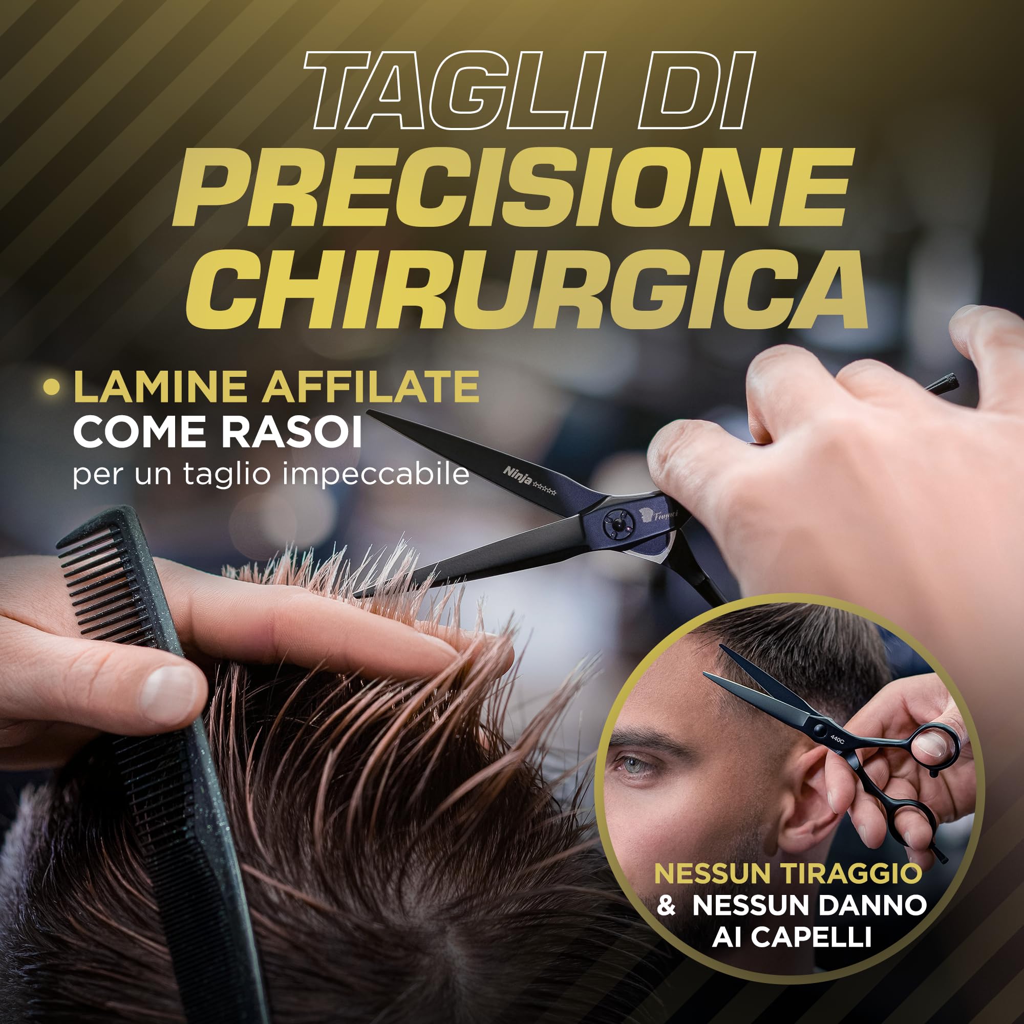 Fagaci Forbici Parrucchiere Professionali 5.5" Acciaio 440C per una Precisione Superiore, Forbici Capelli Professionali Barbiere Lame Estremamente Affilatei, Affilatura Duratura