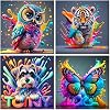 4 Pack Diamond Art Kits for Kids, Diamond Painting Animal, Crafts for Kids Girls and Boys 6 7 8 9 12, Diamond Crystal Art Mosaic kits Improve Children'S Hands on Ability for Home Wall Decor (6x6 Inch)