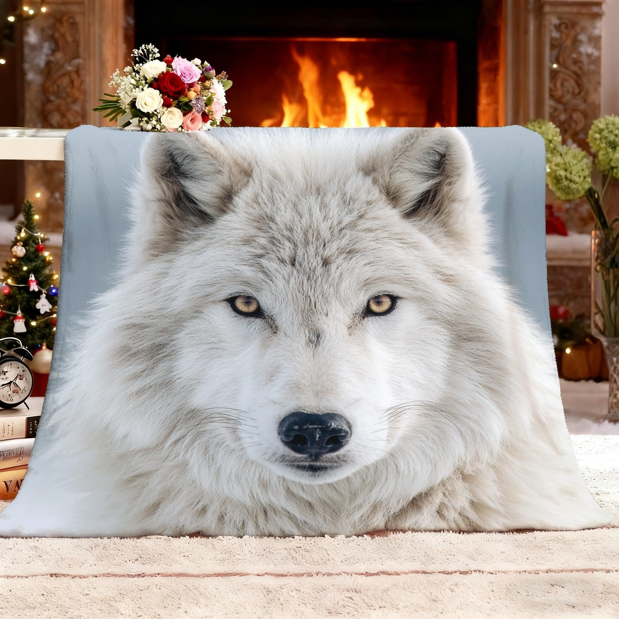 Jeté de lit loup haut de gamme plaid couverture douillette réversible 150x200cm