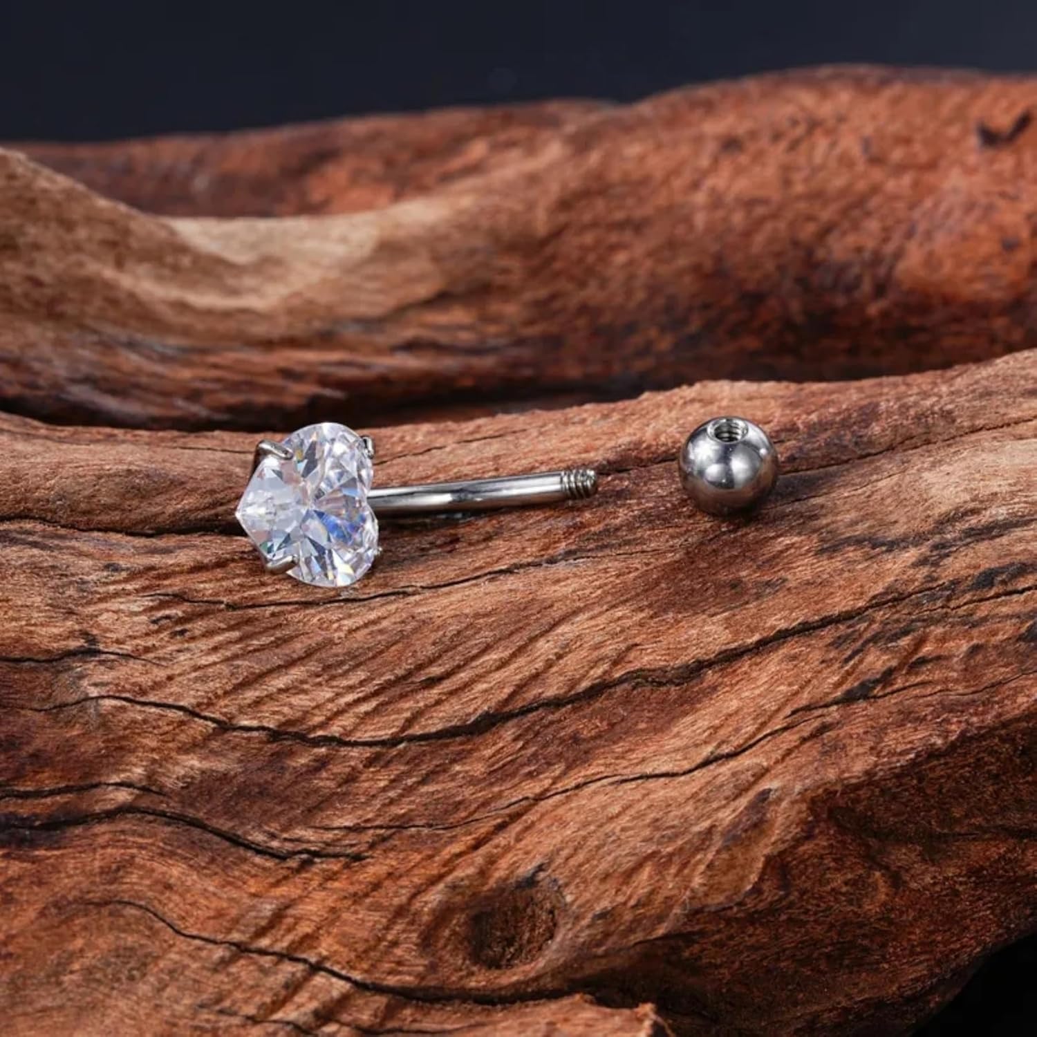 DJCIW 14G G23 Titanium Belly Button Rings for Women,Implant Grade, Internal Thread Pink Heart Gem Hypoallergenic, Available in 8mm-16mm Long Bar for Navel Piercing Healing - Image 9