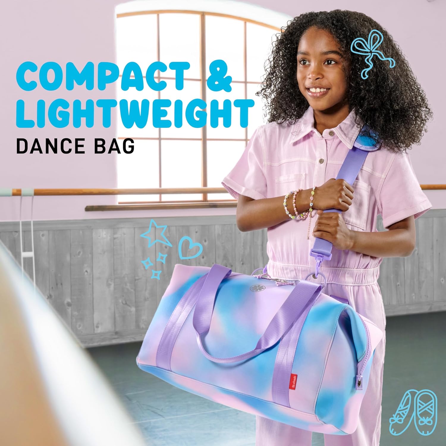 Fit & Fresh Junior Duffel Bag For Kids, Premium Durable Neoprene-Like Material, Small Duffle, Dance & Sports Bag, Weekender - Image 3