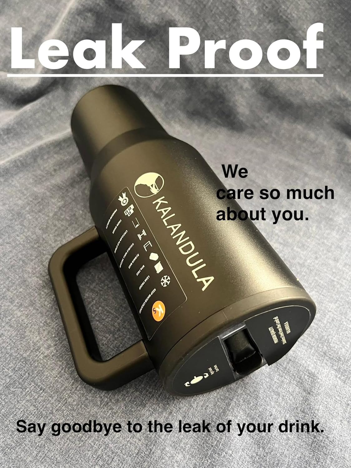 Tumbler with Straw Lid Leakproof Travel Mug Thermal Mug, Vacuum Insulated, Coffee Mug with Handle, Stainless Steel Tumbler Cup Hot and Cold Drinks (Black) - Image 2