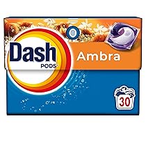 Dash Pods Detersivo In Capsule, 30 Lavaggi, Ambra, Rimuove le Macchie, Igienizza, Dona Freschezza, Brillantezza Per I Capi