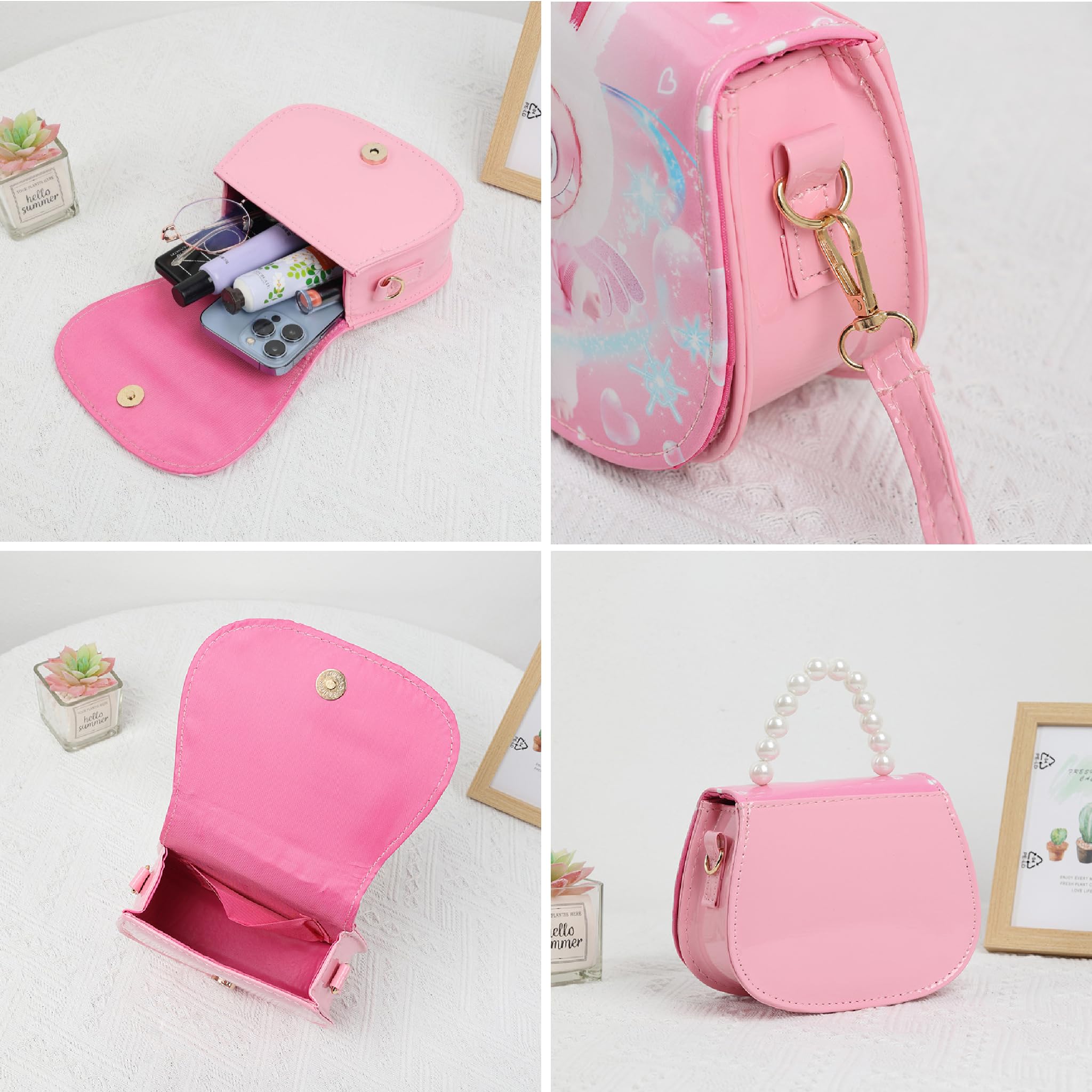 Cartoon Sling Crossbody Bag Wallet Kawaii storage bag Travel Purse Bags for Women (Black) — view 5