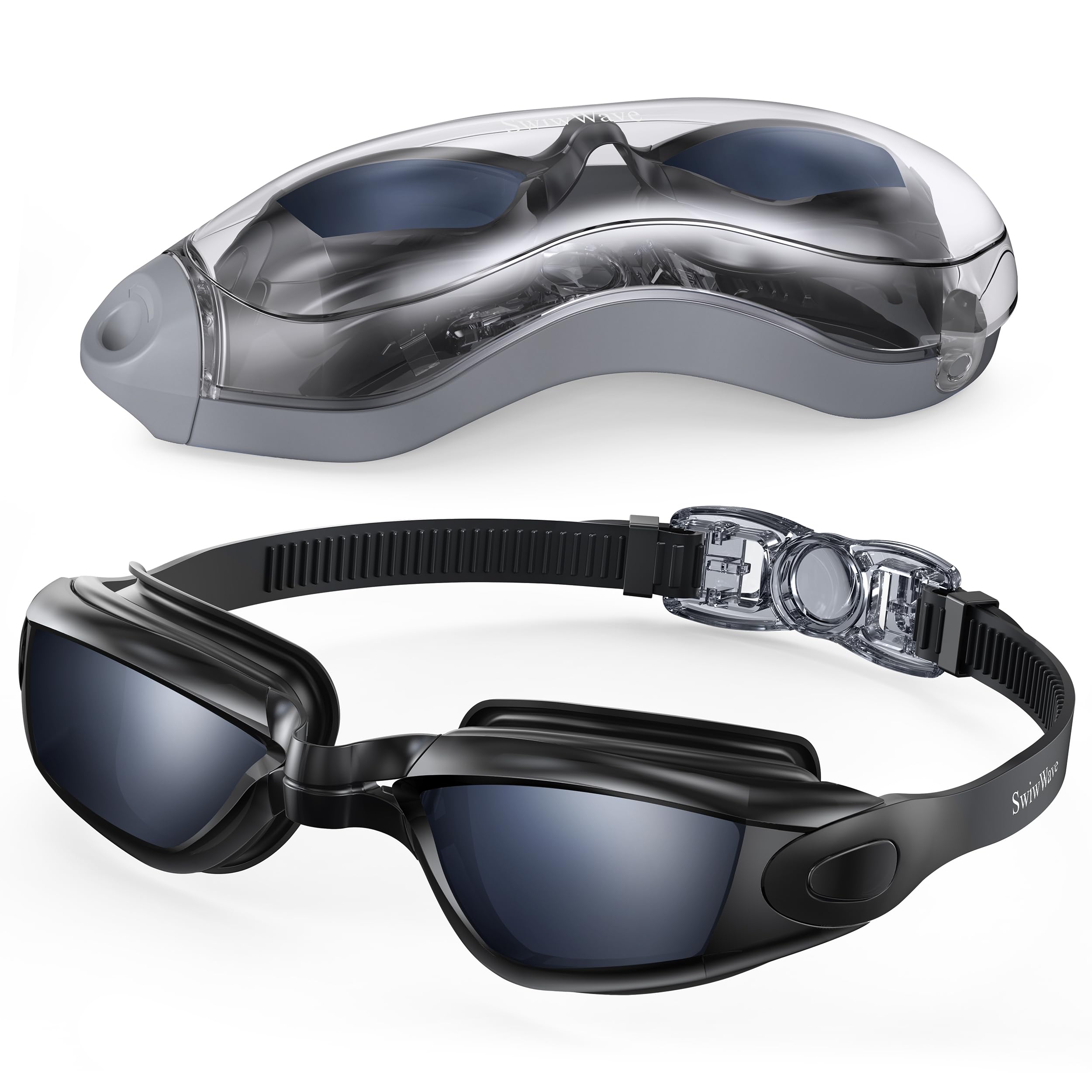 SwiwWave Swimming Goggles for Adult Youth, No Leaking with Storage Case