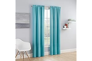 ECLIPSE Tricia Turquoise Rod Pocket Room Darkening Curtains 2 Panel Sets