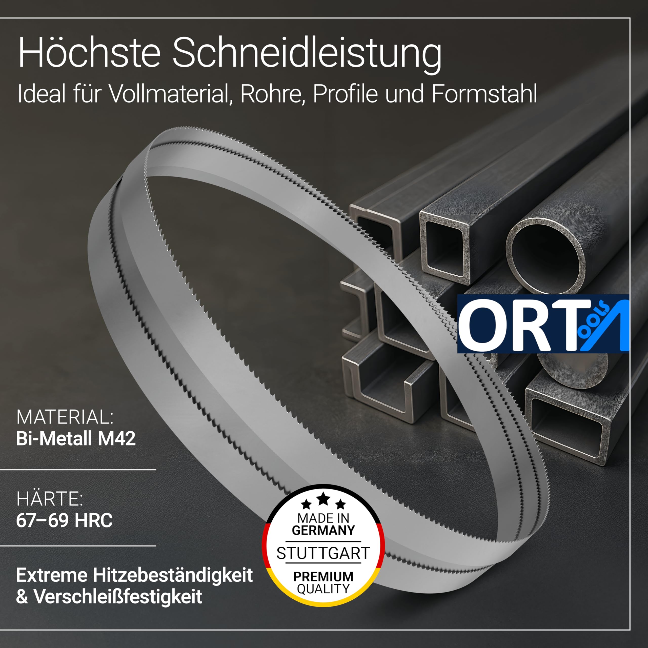 Orta - 3 Stück - 1638 x 13 x 0,65 x 10/14 -BiMetall M42 - Bandsägeblätter Metall Sägeblatt z.B. für Optimum, Epple, Holzmann, Bernardo