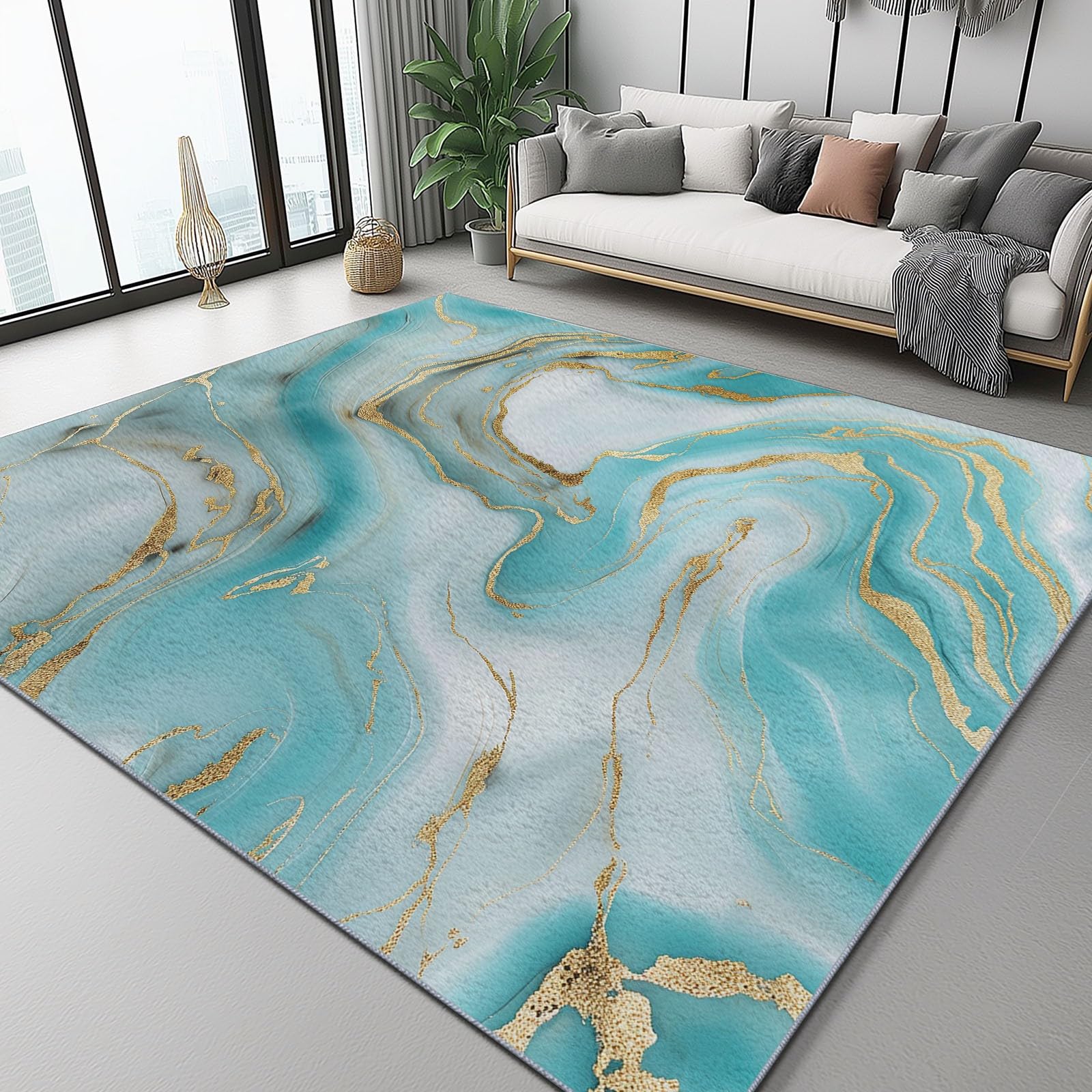 Tapis de salon marbre chic et elegant 120x180 cm aspect moderne de qualite