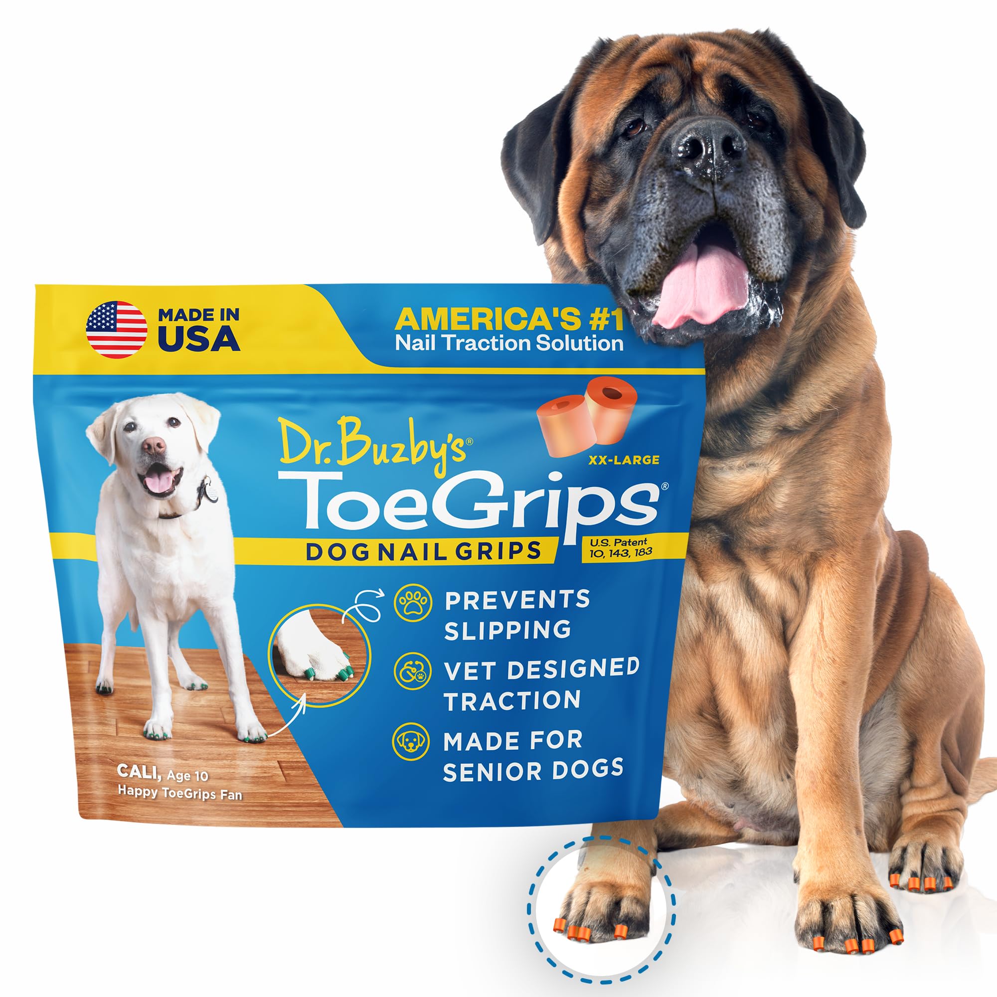 XXL Toe Grips for Dogs, Instant Traction on Wood/Hardwood Floors, Non-Slip Relief, Dog Grippers for Older Dogs, Stop Slipping Instantly, Rubber Nails for Dogs, 1 Pack