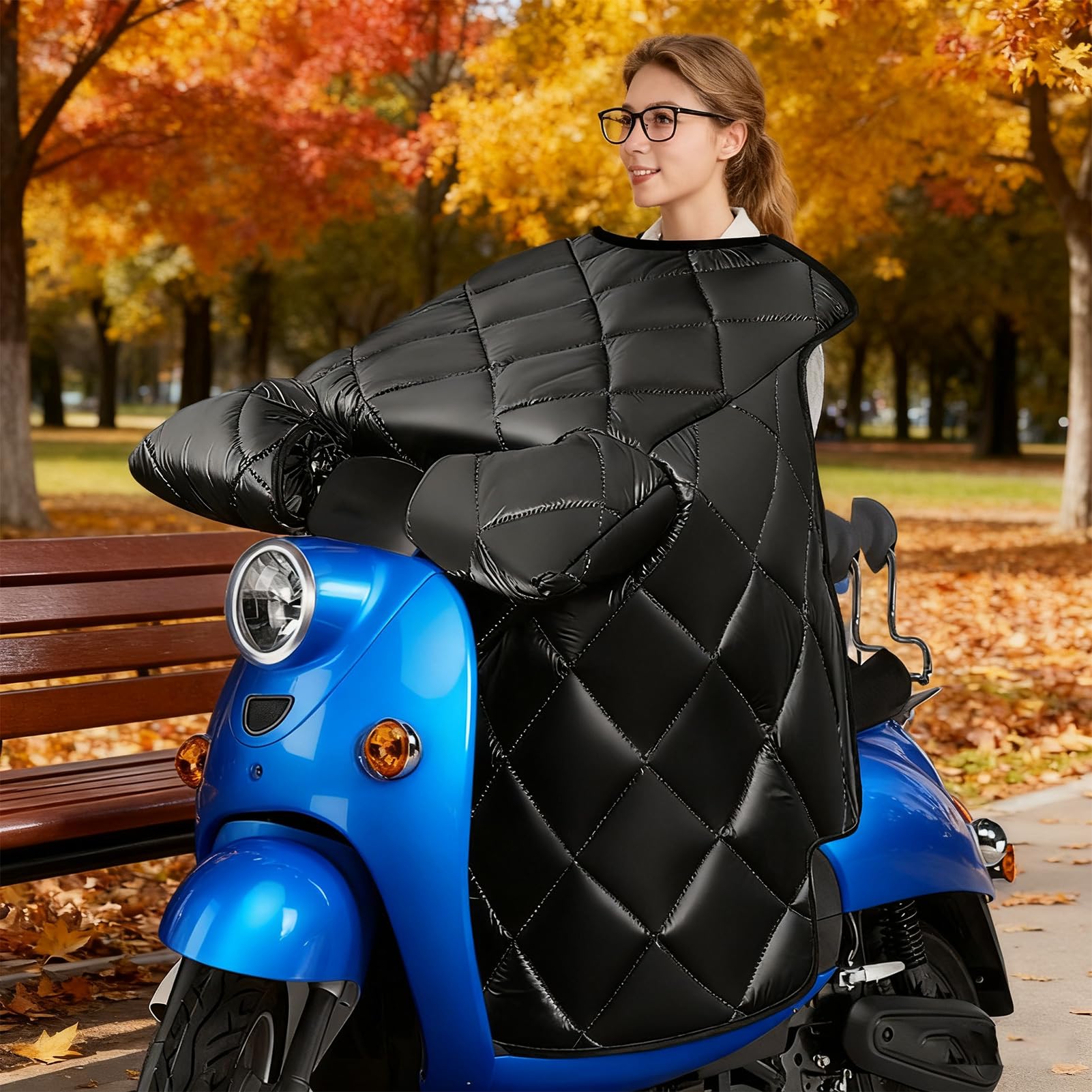 Coprigambe antivento per moto, in pelle PU, protezione confortevole, per bici elettrica, invernale, calda, per moto, scooter elettrico, freddo, pioggia, neve