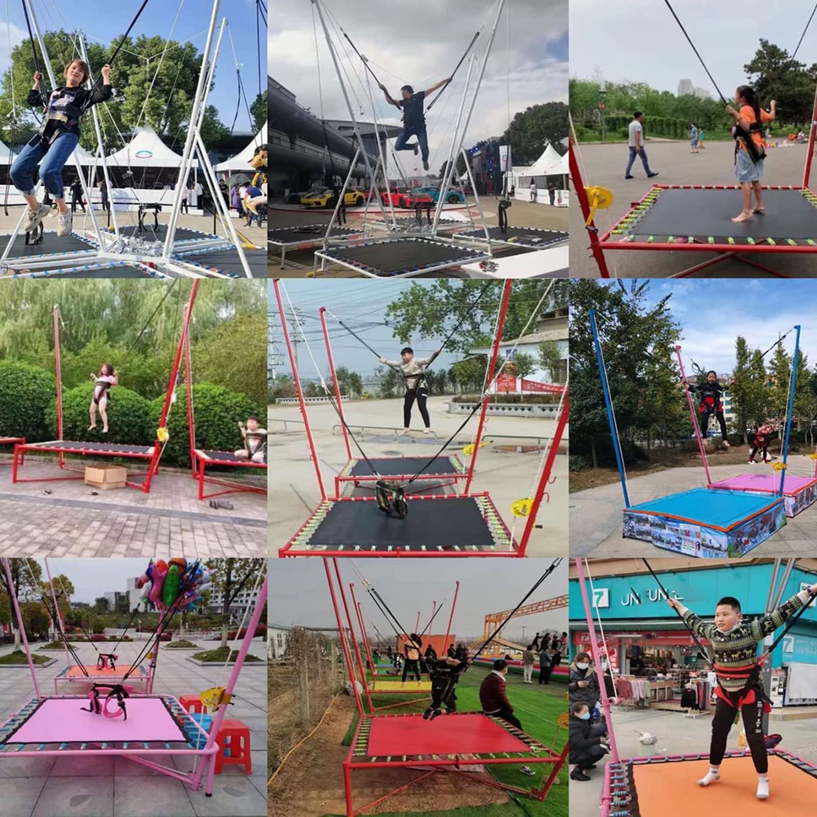 Trampolin-Sicherheitsgurt mit Bungee-Gurt für Kinder und Erwachsene, Outdoor-Sport und Fitnessstudio, Trampolin-Zubehör, Blau