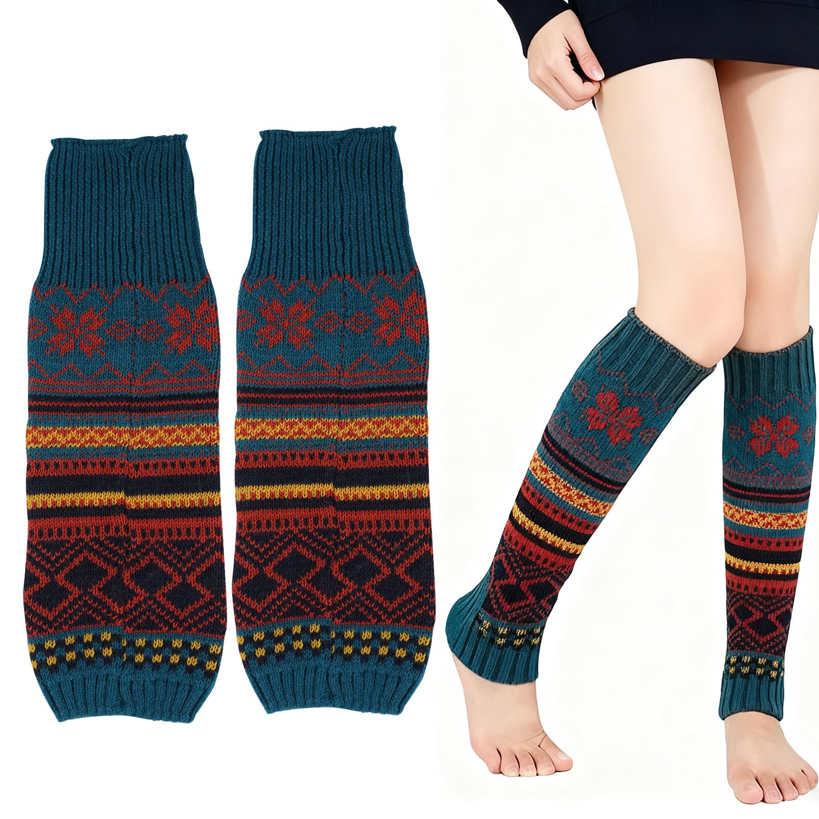 Nanxson Lange Gebreide Beenwarmers Voor Dames Winter Voor Ballet Fitness Yoga (M,Donkergrijs