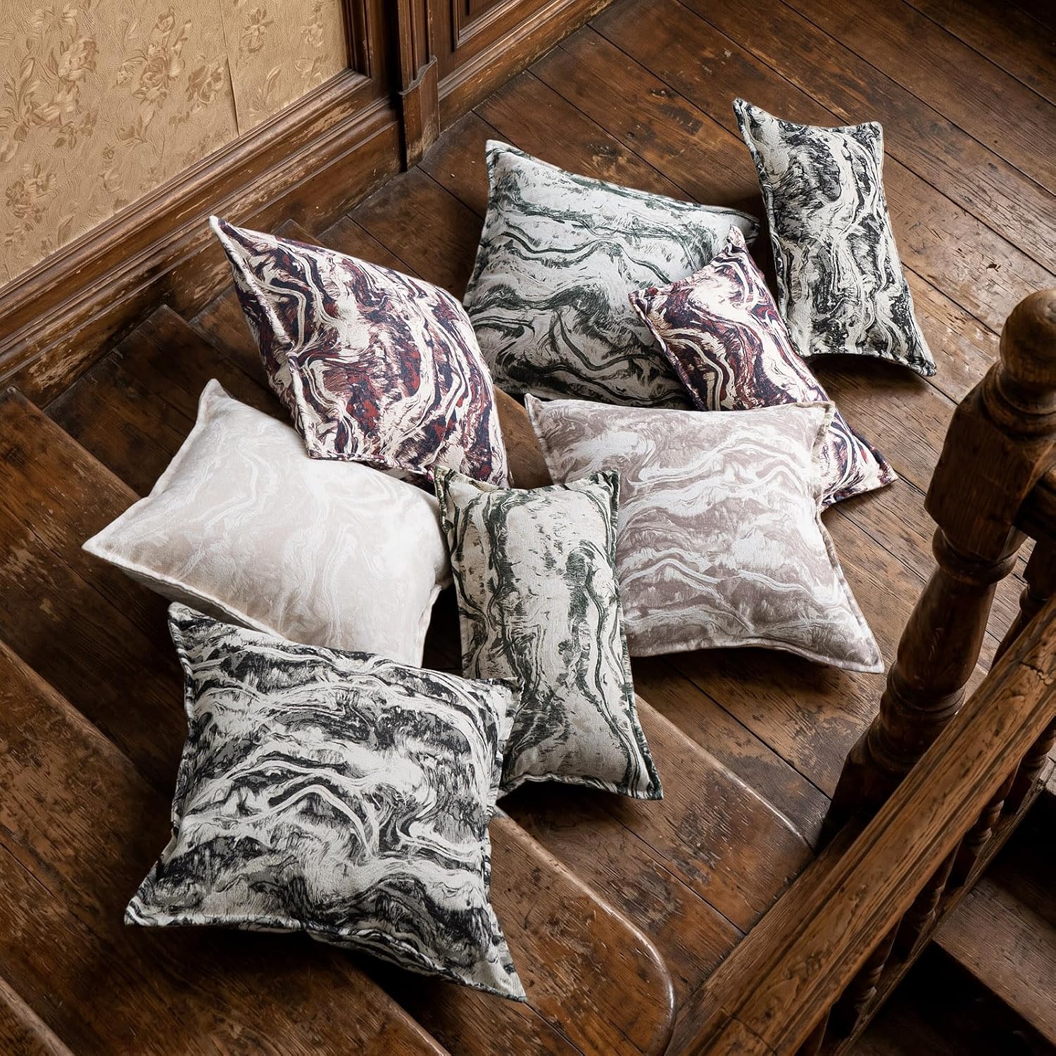 MATTINS Neutral Marble Pillow Covers 18x18 Set of 2, Modern Textured Throw Pillow Covers, Luxury Farmhouse Beige Pillow Covers, Boho Patterned Decorative Pillow Cover for Couch Sofa Bed Gift Pack