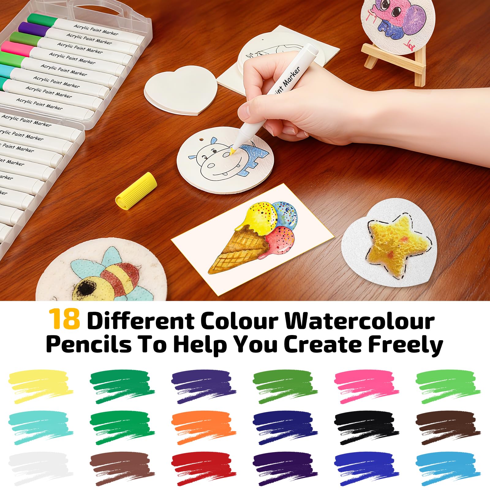 TPTGIAR 3D Magic Puffy Paint - magiczny zestaw do malowania teksturą 3D z 18 kolorowymi długopisami, zestaw do malowania DIY dla dzieci z 3 pędzlami do pisania (mały, średni i duży), 30 naszyjników