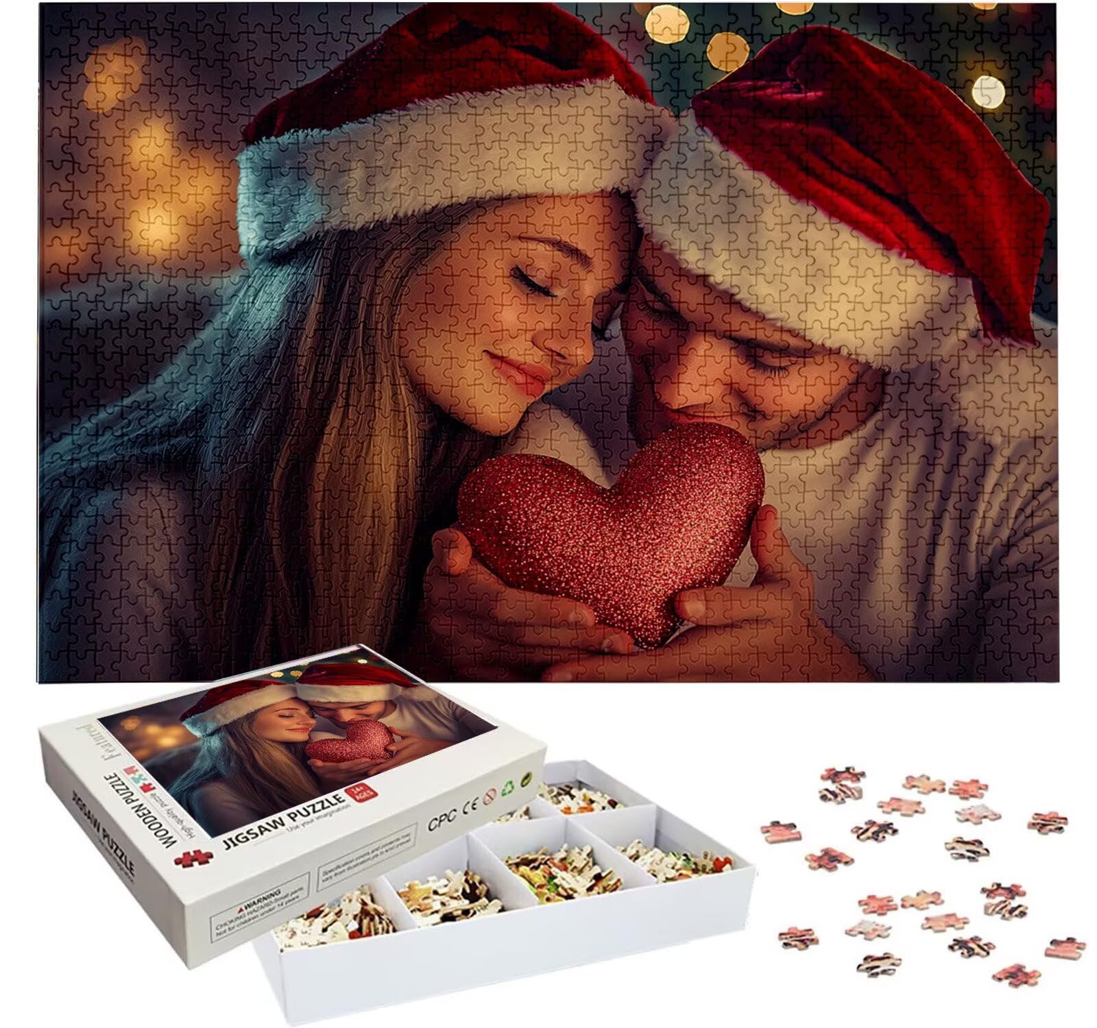 Puzzle Personalizado con Foto, Personalizada Rompecabezas Personalizado Diseña tu Logo Foto o Texto, Personalizado Navidad Halloween San Valentín Parejas Niños Familia Amigos h-3053