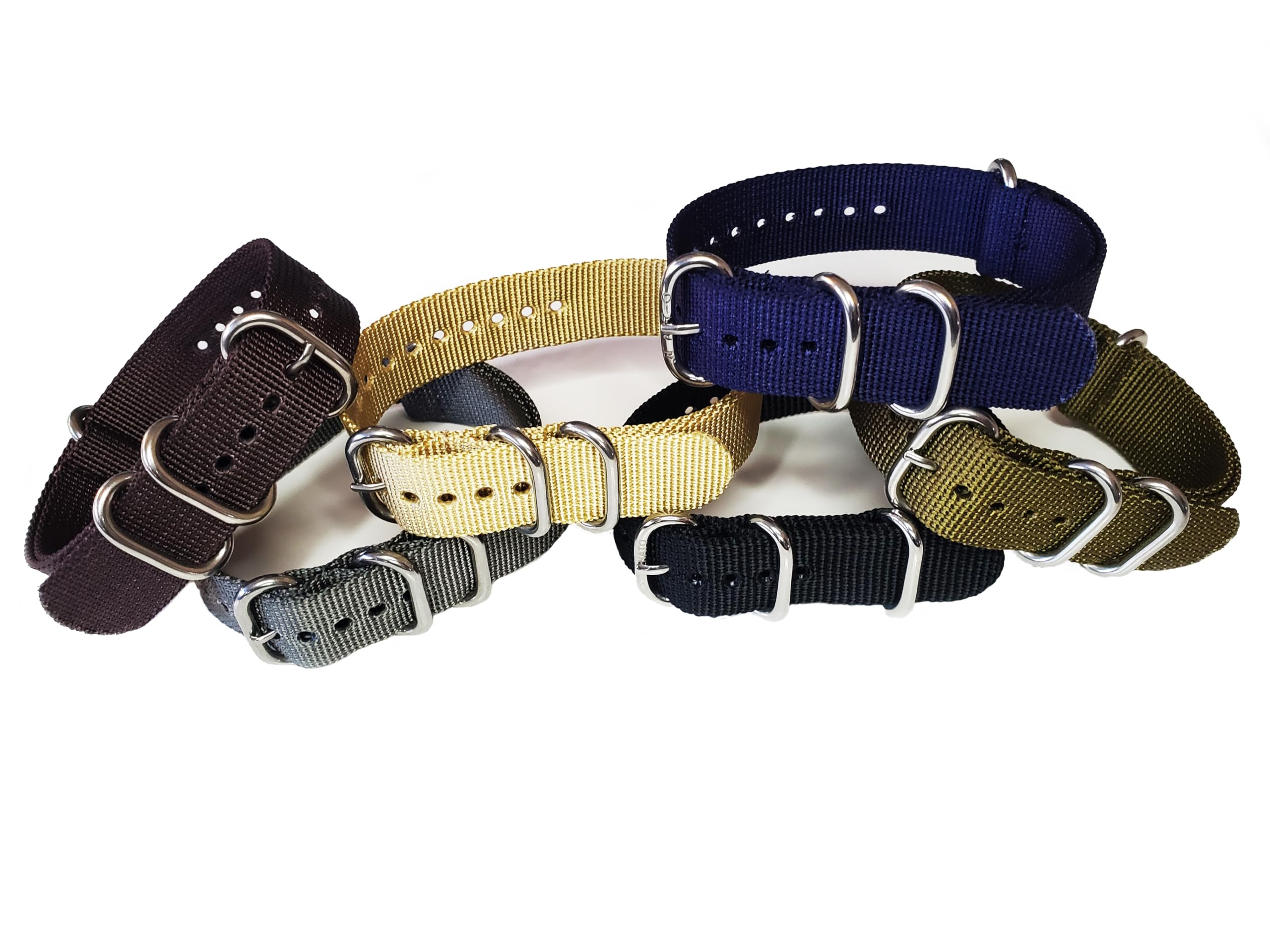 NATO® D-Ring UTC Heavy Ballistic Nylon High Polish Buckle Military Dive Watch strap Water resistant Thick Band 18mm 20mm 22mm 24mm USA (20mm, Grey)