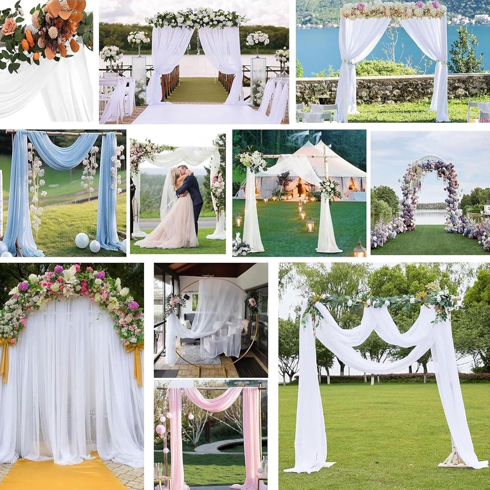 Vorhang Halbtransparent 240 x 240 cm Polyester, Leinen-Optik Transparent Wohnzimmer Luftig Dekoschal Gardinen Stangendurchzug für Schlafzimmer Wohnzimmer Gardine Fenster, Weiß