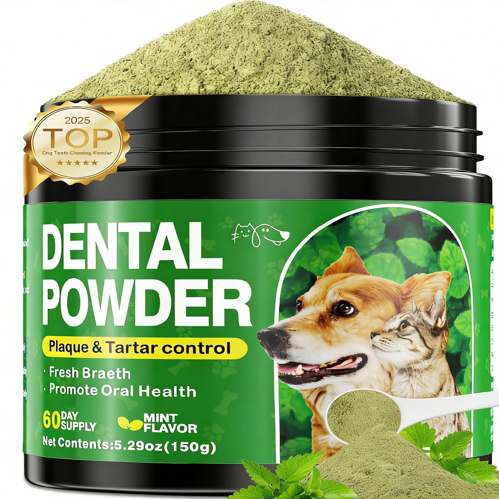 Eglagen Dog Dental Powder, Dog Teeth Cleaning Powder and Cat Breath Freshener, Reduces Plaque & Bad Breath Off Pet Dental Care Supplies Tartar Remover for Dogs & Cats(150g)