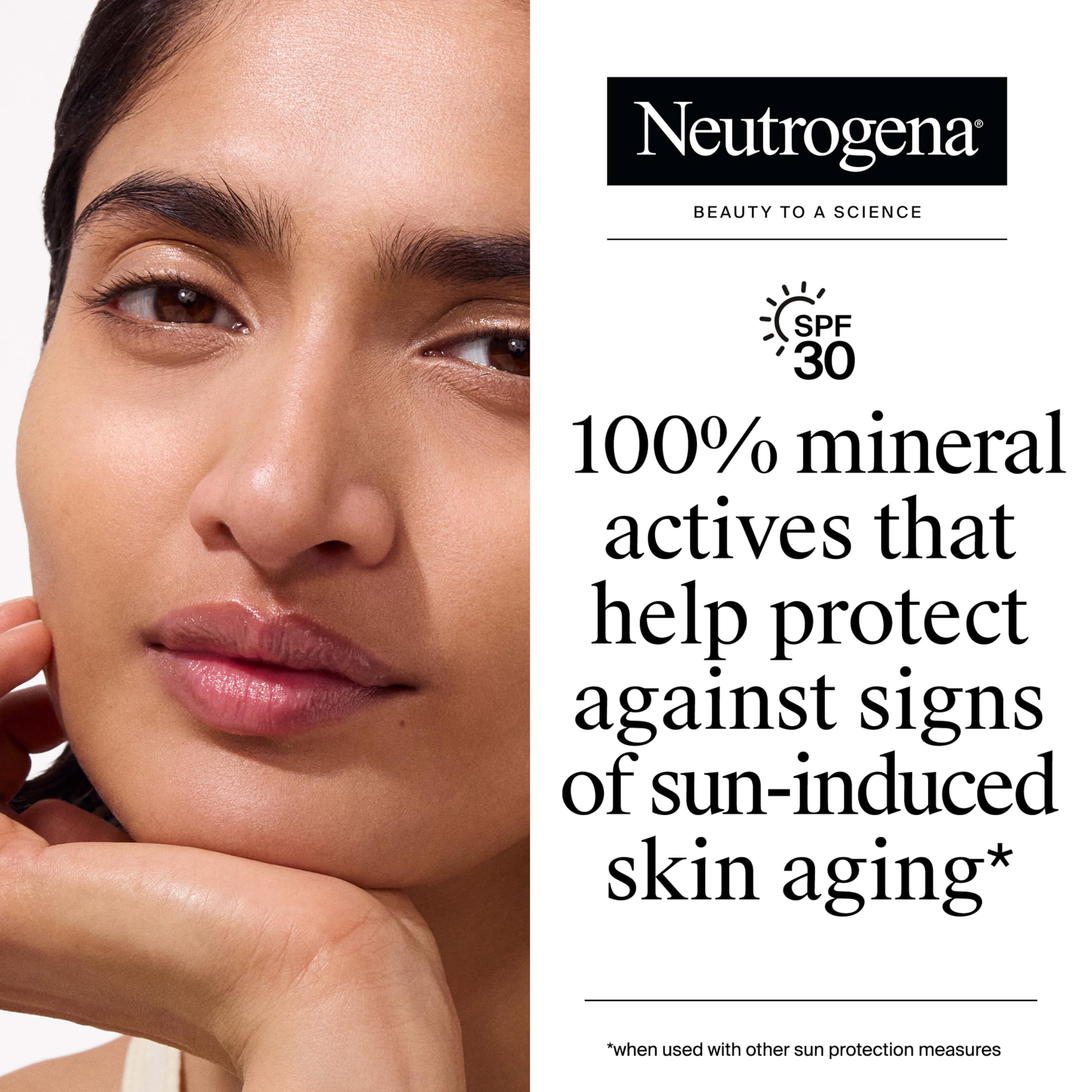 Neutrogena Purescreen+ – Crème solaire teintée pour le visage avec SPF 30, écran solaire minéral à large spectre avec oxyde de zinc et vitamine E, résistant à l'eau, sans parfum, léger, 32,5 ml