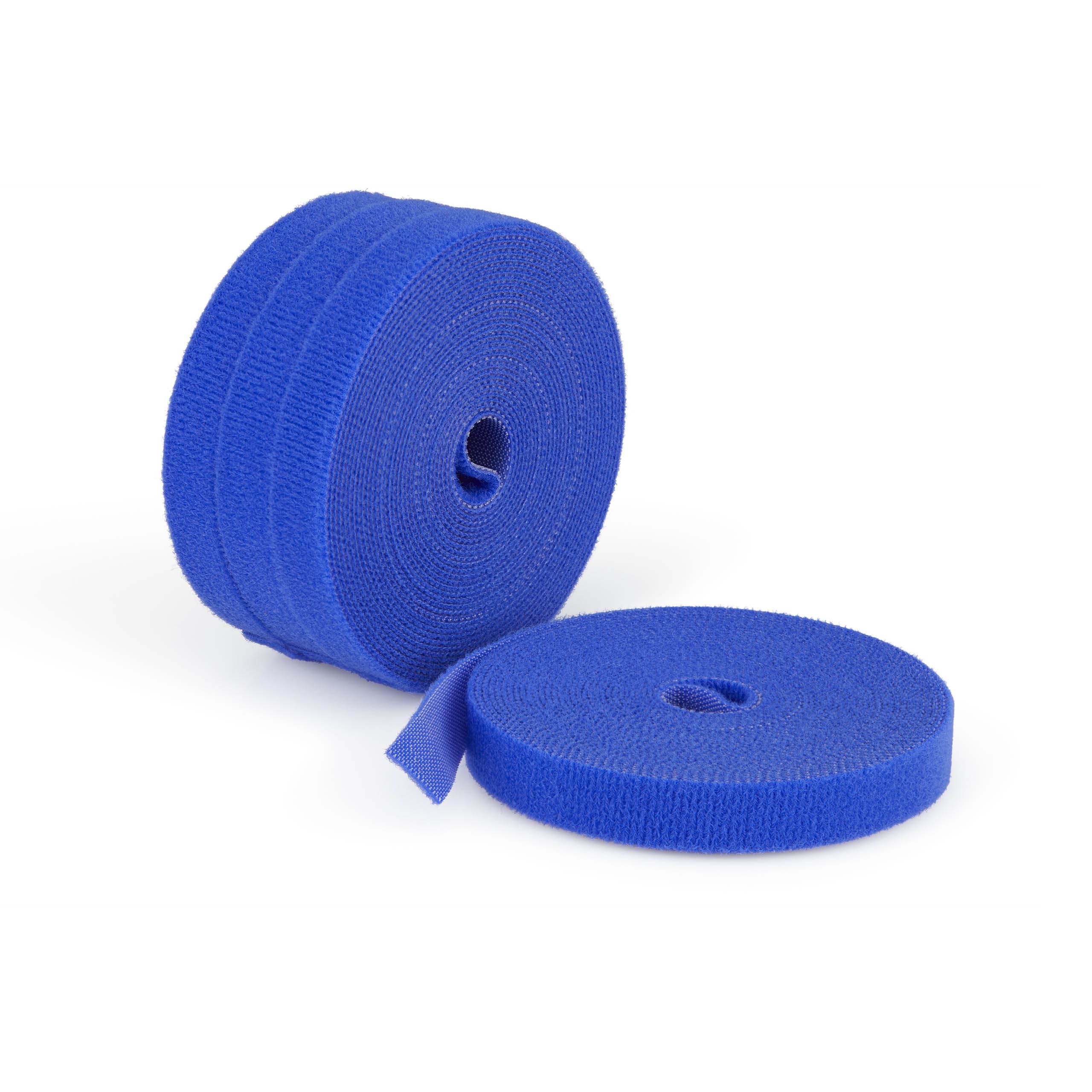 StarTech 4-pack 15ft (4.6m) Hook and Loop Roll, 0.5in Wide, Blue, Cut-to-Size Reusable Cable Ties, Fastener Tape