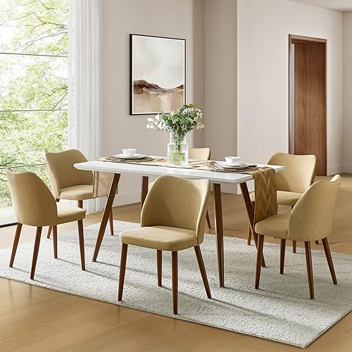 Miniatura 18 de Juego de 4 sillas de comedor, juego de sillas tapizadas para cocina y comedor, silla lateral acentuada moderna con respaldo curvo acolchado y patas