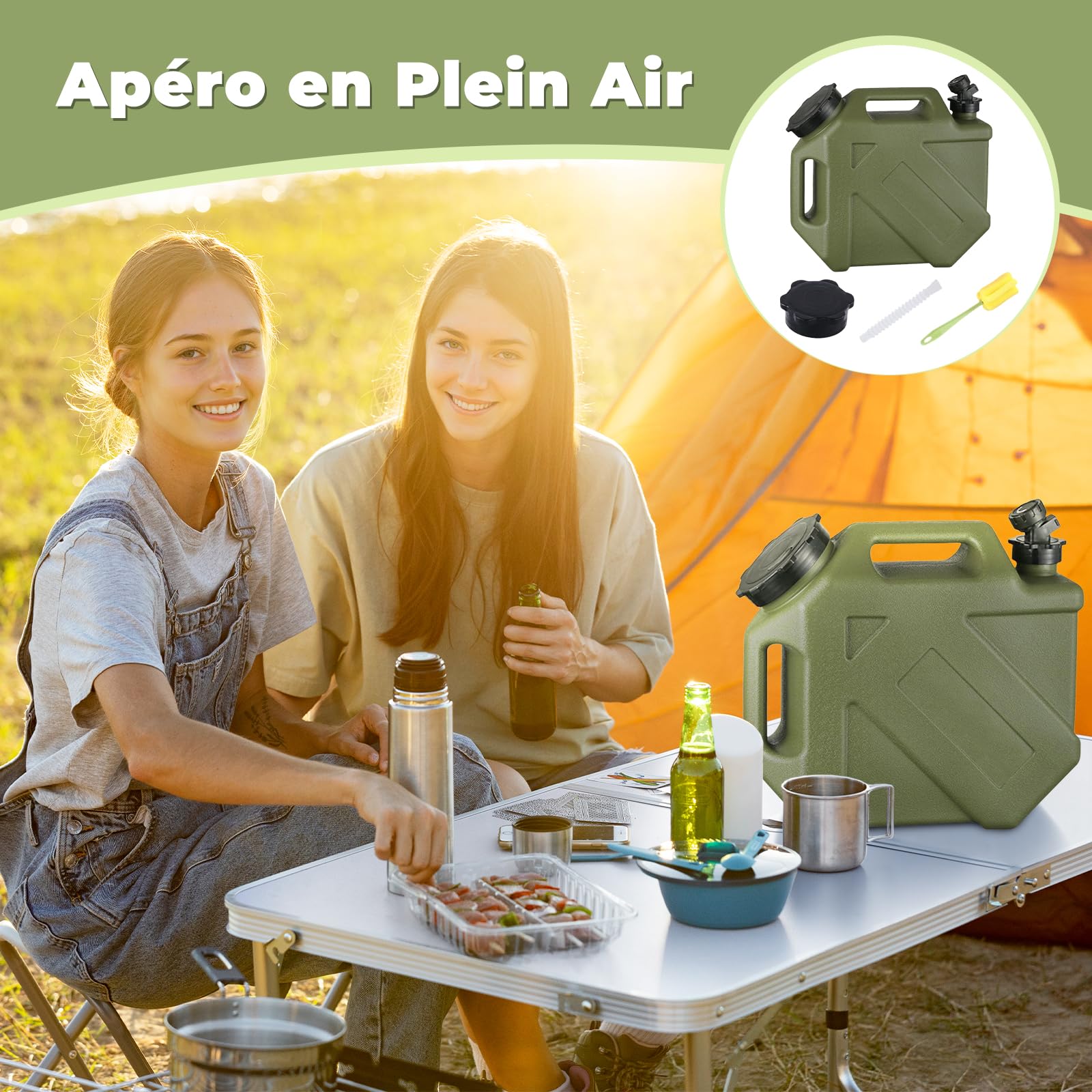 Sharplace 10L Bidon Eau avec Robinet, Jerrican Eau Réservoir D'eau de Camping Car Extérieur Bidon D'eau Alimentaire, Portable Grande Capacité Sans Fuite de Réservoir D'eau pour La Conduite RV, Camping