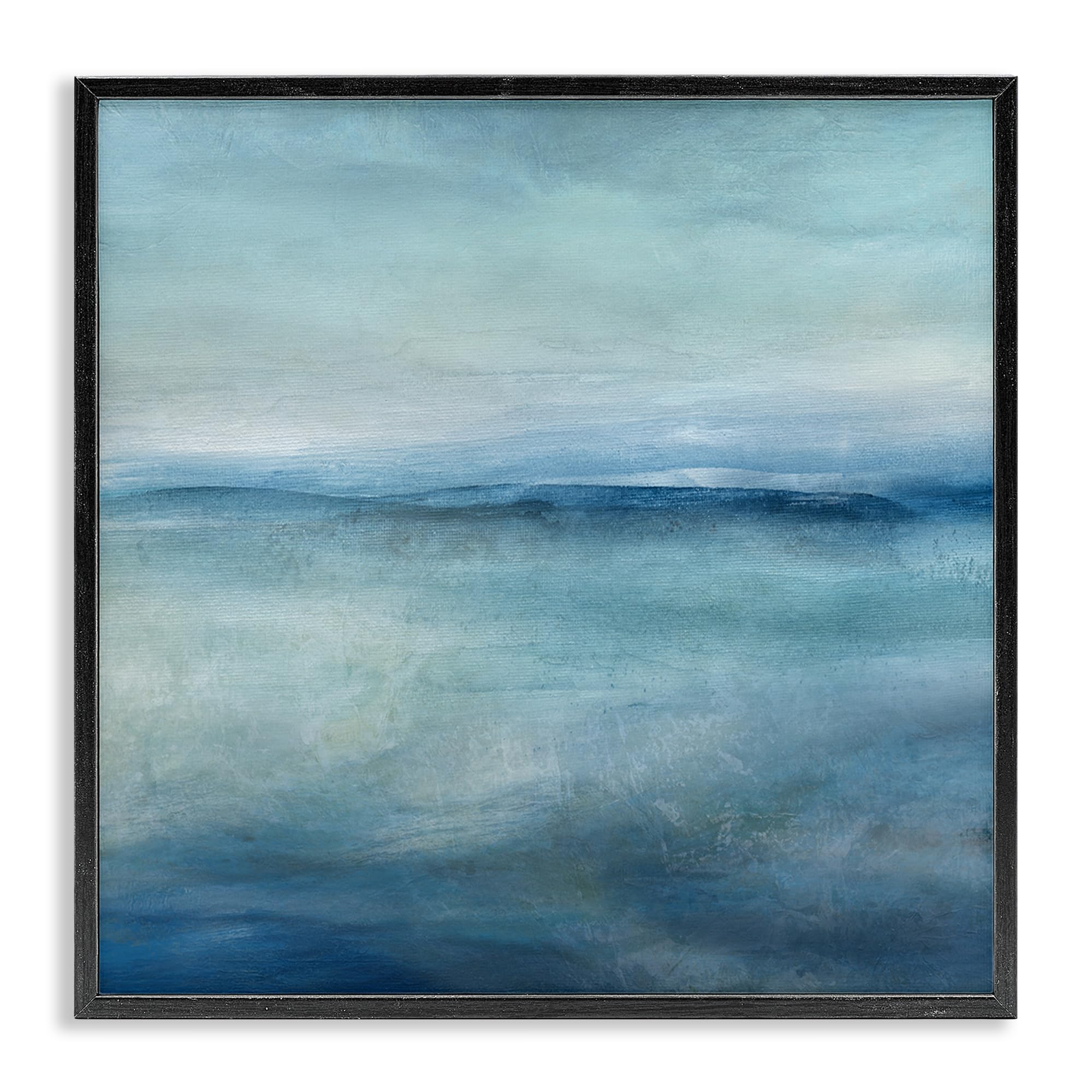 Stupell Industries Midnight Black (Textured) 'Misty Blue Coastal Horizon'| Framed Giclee Art