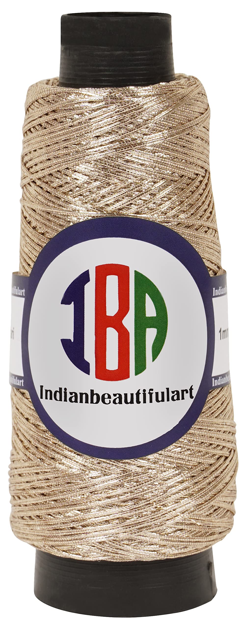 IBA Indianbeautifulart Silk Metallic Yarn Embroidery Glitter Dori/Zari Shining Thread For Needlework Hand Embroidery 1mm Thread For DIY Crafts Pack Of 1 (Metallic Gold)