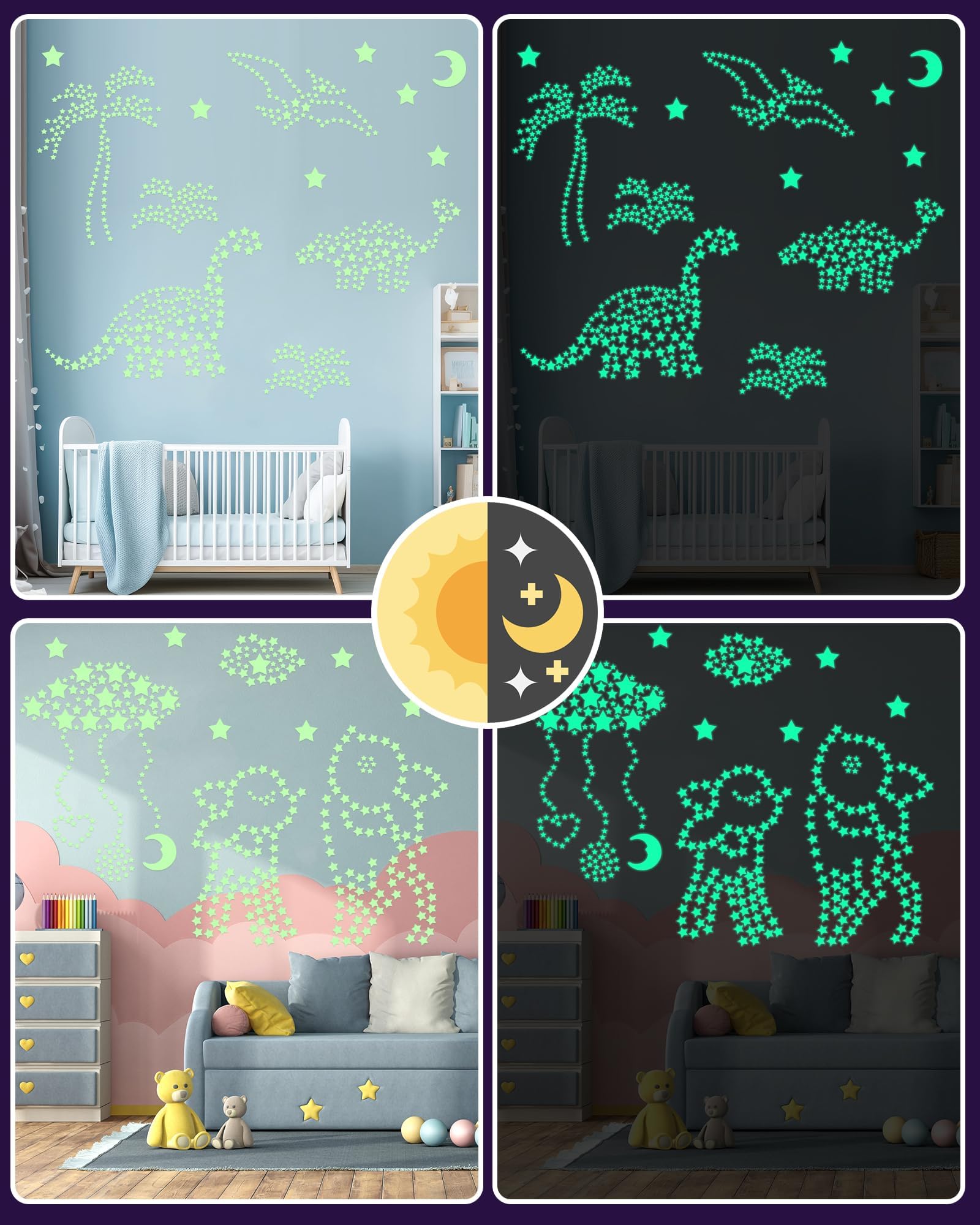 206 Pcs Glow in The Dark Stars Stickers for Ceiling Bedroom Christmas Stocking Stuffers for Kids Ages 3-5, 4-8, 8-12 - Image 3