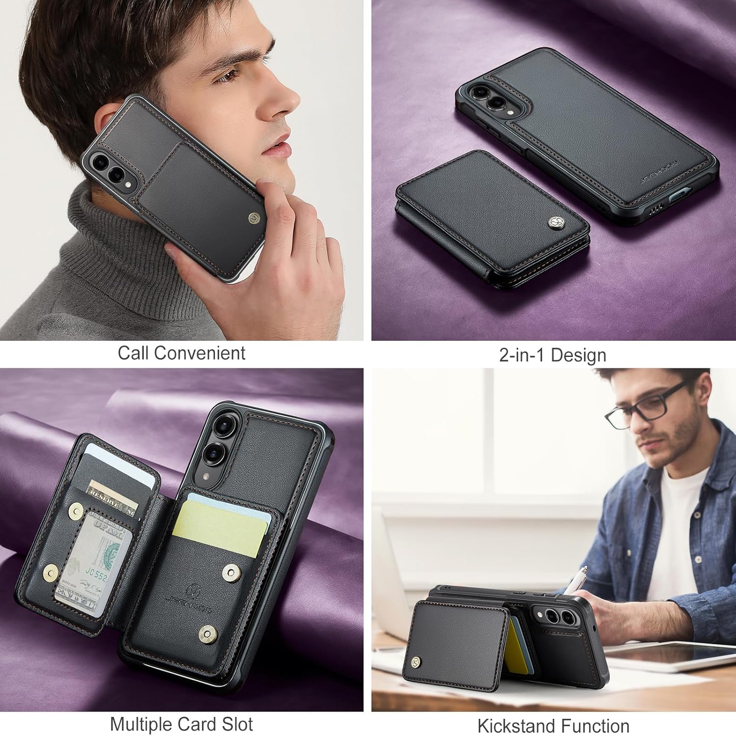 Wallet Case for Samsung Galaxy S25 Edge Compatible with MagSafe for Men Women, Detachable Magnetic Wallet Phone Case with Card Slot Holder RFID Blocking for Galaxy S25 Edge (Black)