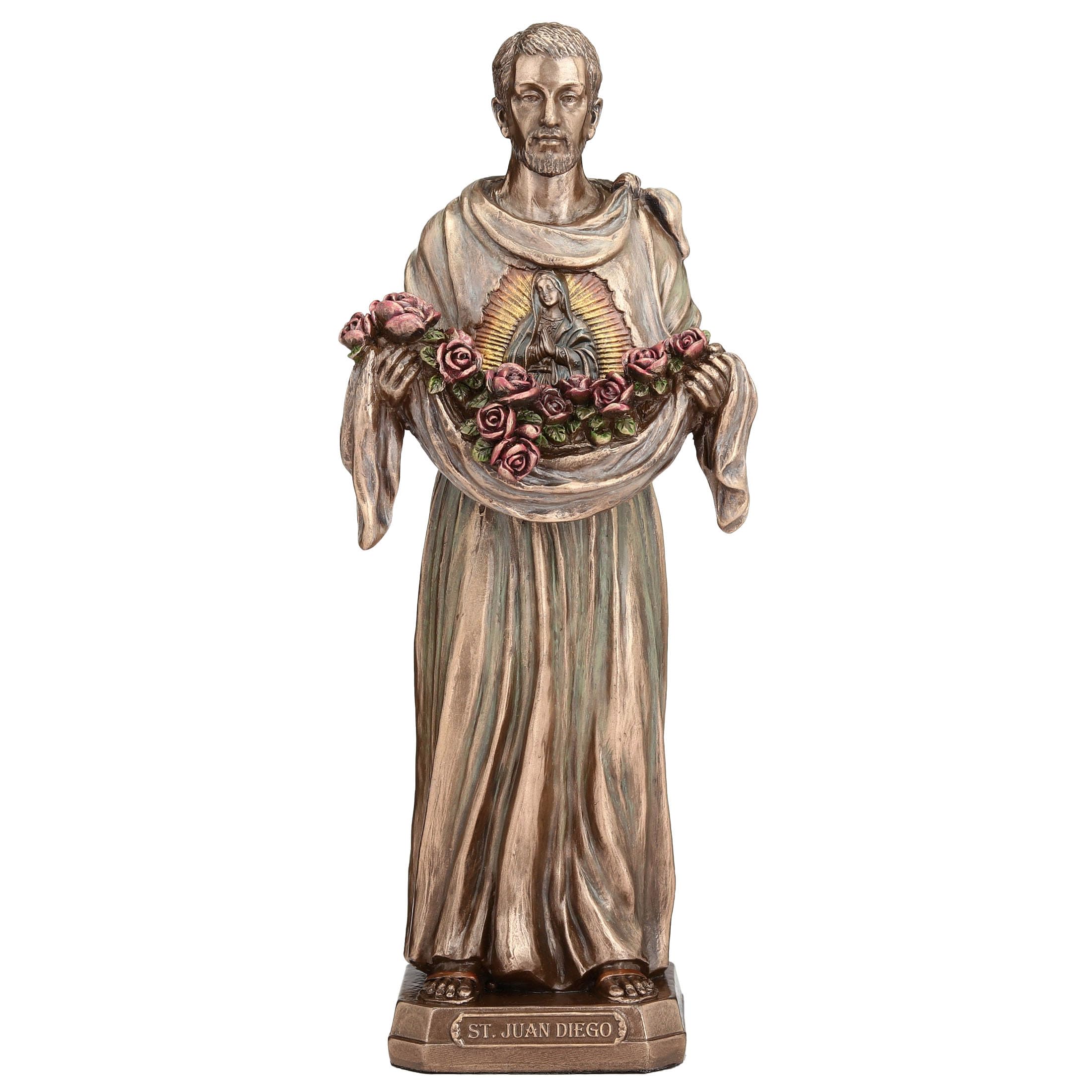 Veronese Design Escultura de San Juan Diego Cuauhtlatoatzin de resina fundida en frío con acabado de bronce de 8 1/8 pulgadas