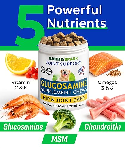 Miniatura 3 de BARK&SPARK Suplemento de glucosamina condroitina para cadera y articulaciones para perros - Alivio del dolor articular - Masticables de cadera y