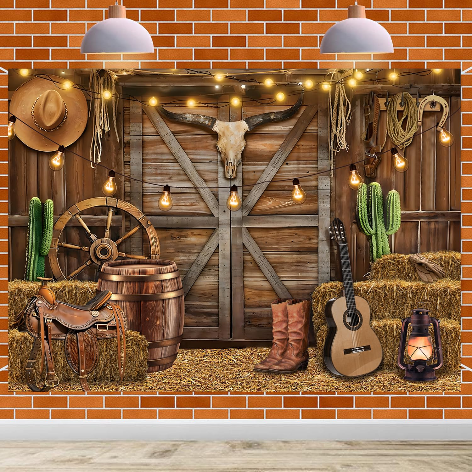 Western Cowboy Photography Backdrop 10x8FT Rustic Wooden House Barn Wild West Background for Kids Portrait Boy Western Birthday Party Decorations