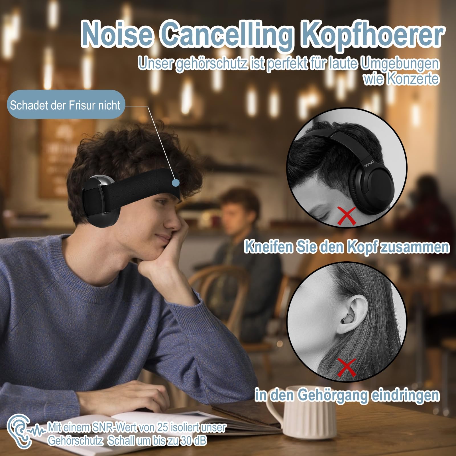 Casque anti bruit adulte, Casque anti bruit sommeil, protection contre le bruit élastique réglable, idéal pour les voyages